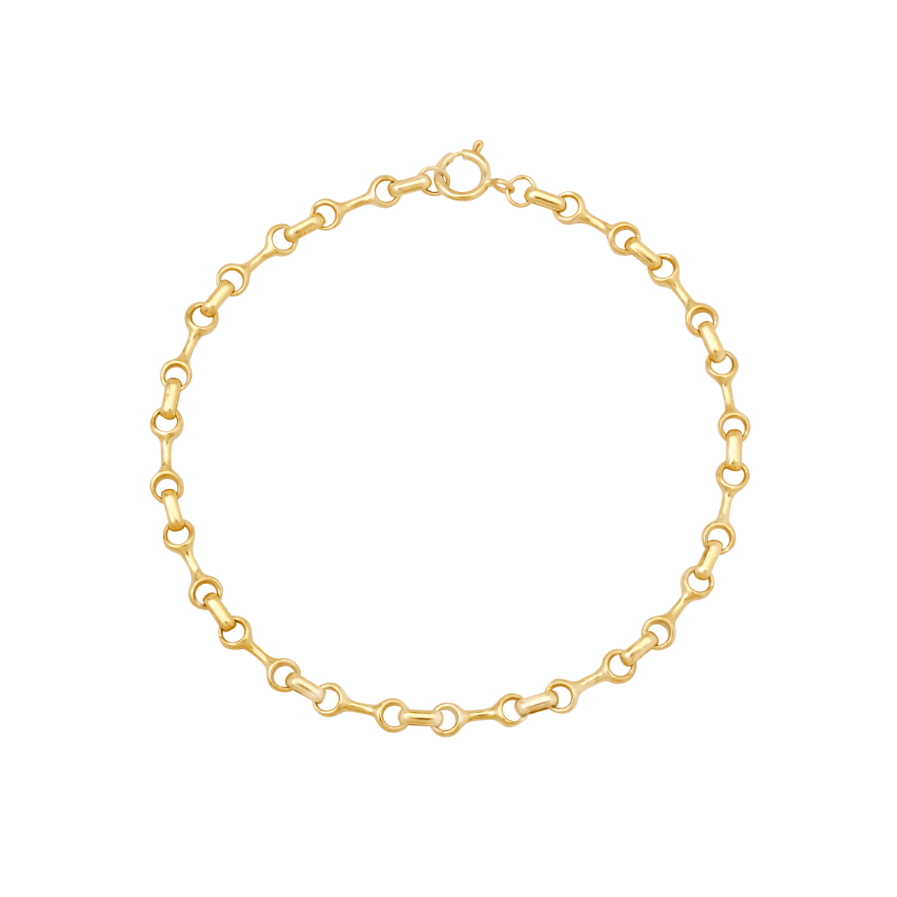 Gabriela Artigas & Co Small Double Beam Chain Bracelet — solid 14K yellow gold — spring clasp — white background