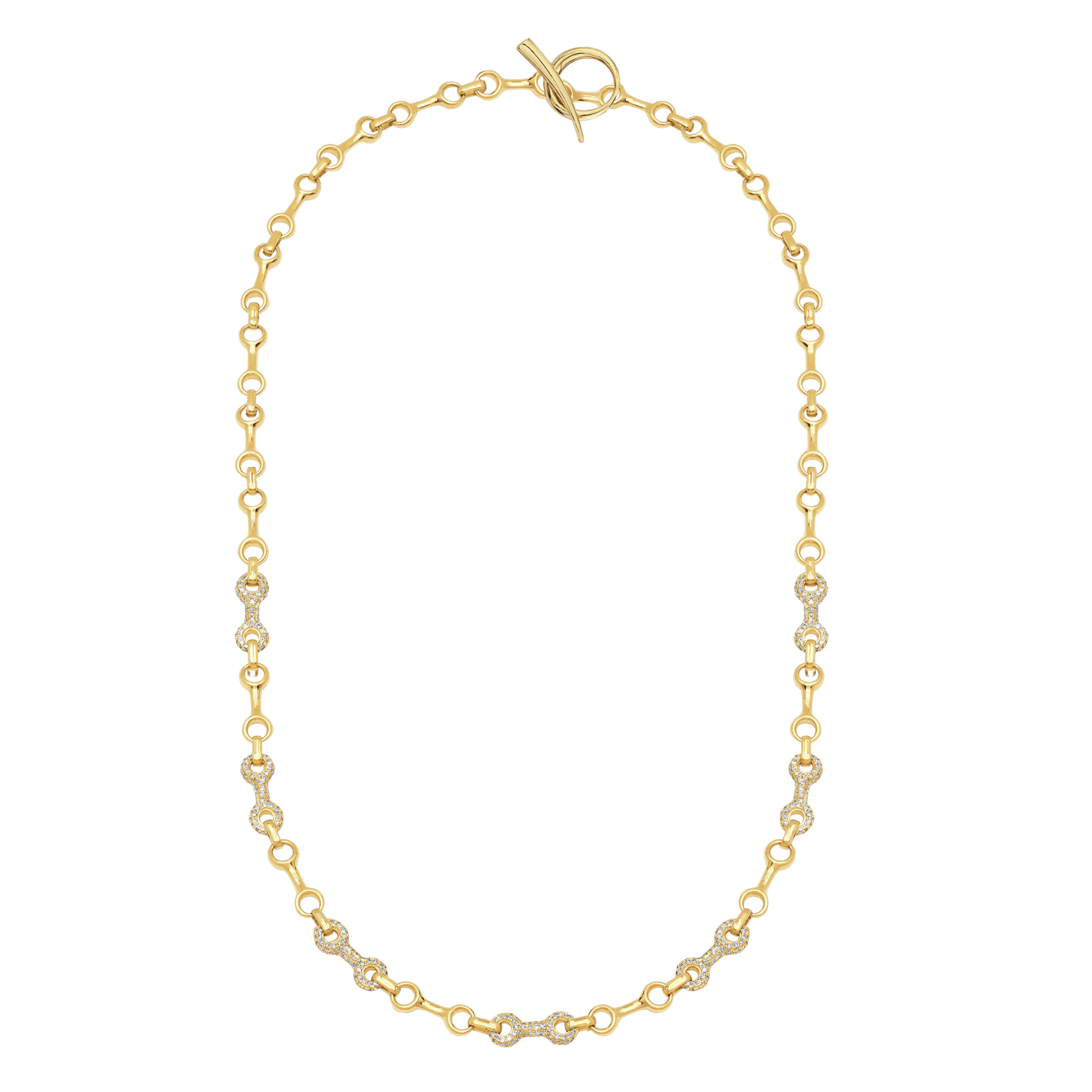 15 MM Double Beam Alterno Chain Necklace with Pavé Links - Gabriela Artigas + CO