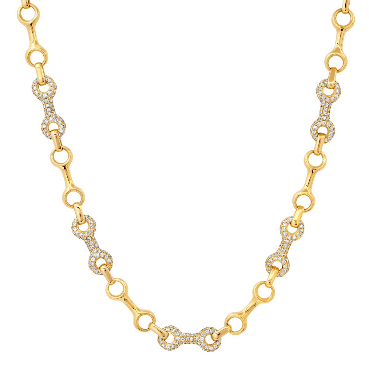 15 MM Double Beam Alterno Chain Necklace with Pavé Links - Gabriela Artigas + CO