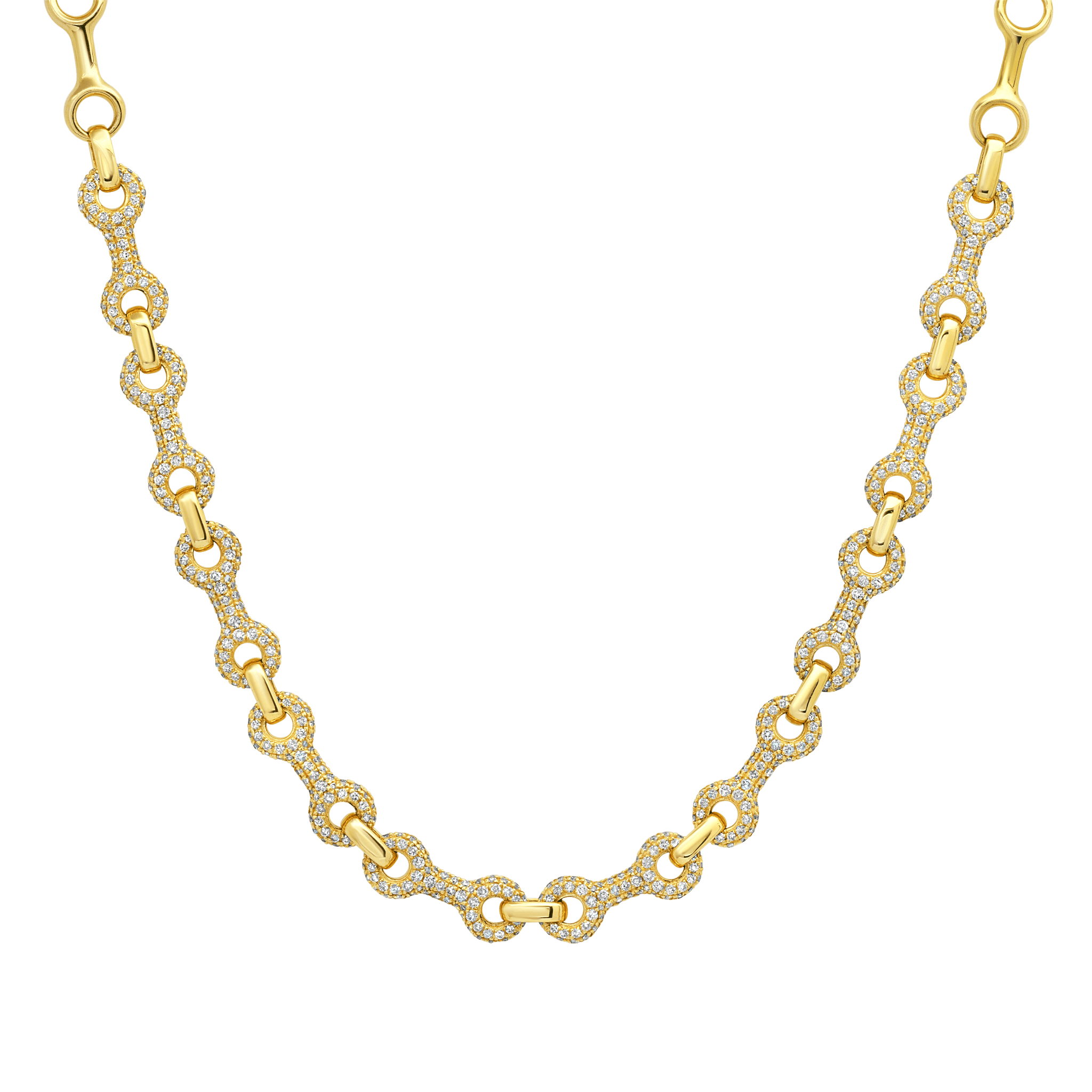 15 MM Double Beam Continuo Chain Necklace with Pavé Links - Gabriela Artigas + CO