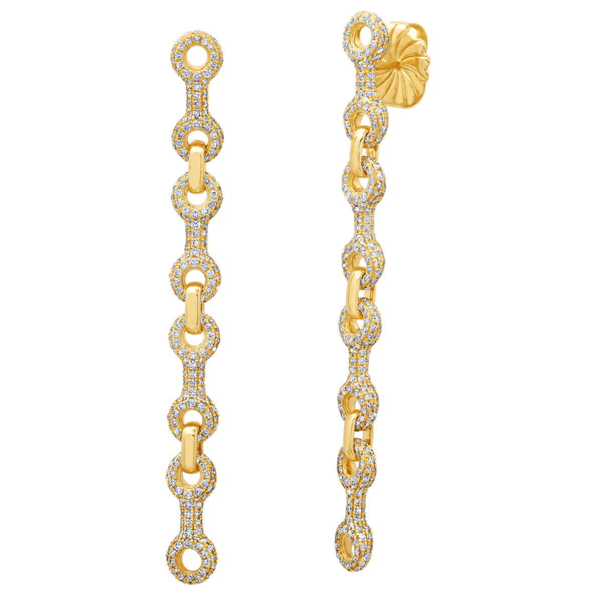 15 MM Pavé Double Beam Chain Earrings - Gabriela Artigas + CO