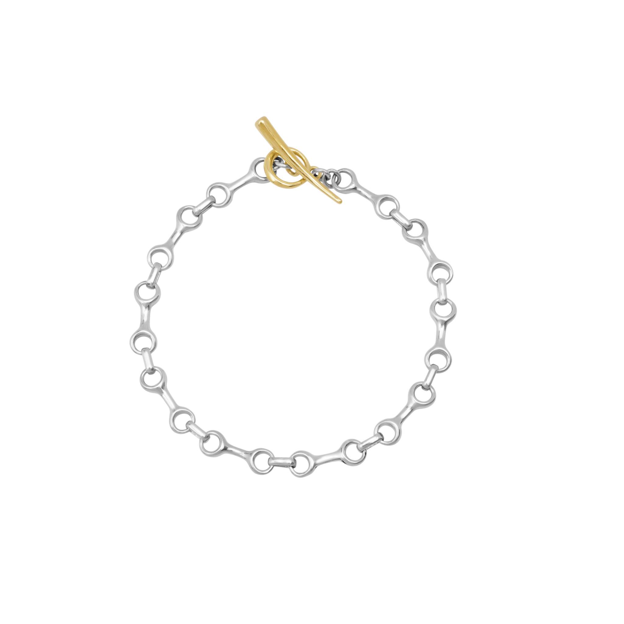 15 MM Two Tone Double Beam Chain Bracelet with Tusk Clasp