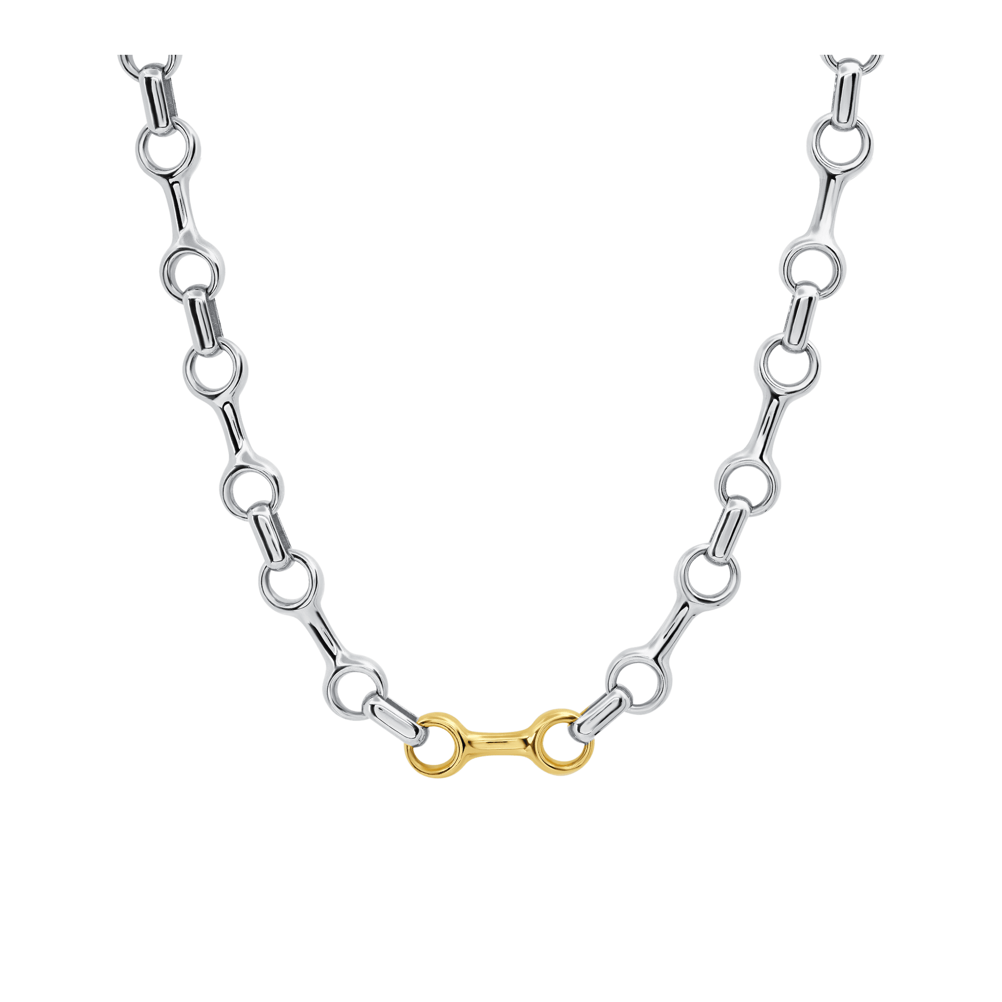15 MM Two Tone Double Beam Chain Necklace with Tusk Clasp - Gabriela Artigas + CO