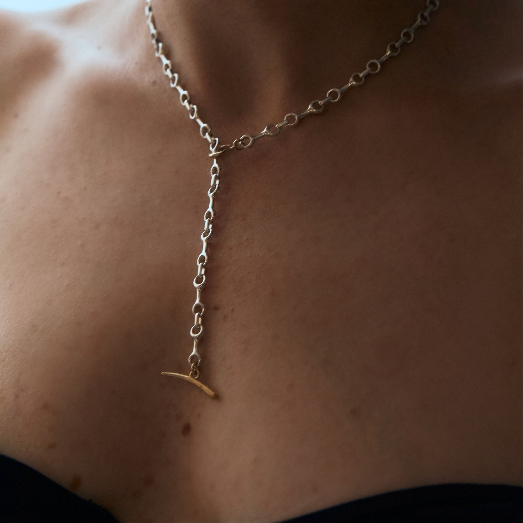 15 MM Two Tone Double Beam Chain Necklace with Tusk Clasp - Gabriela Artigas + CO