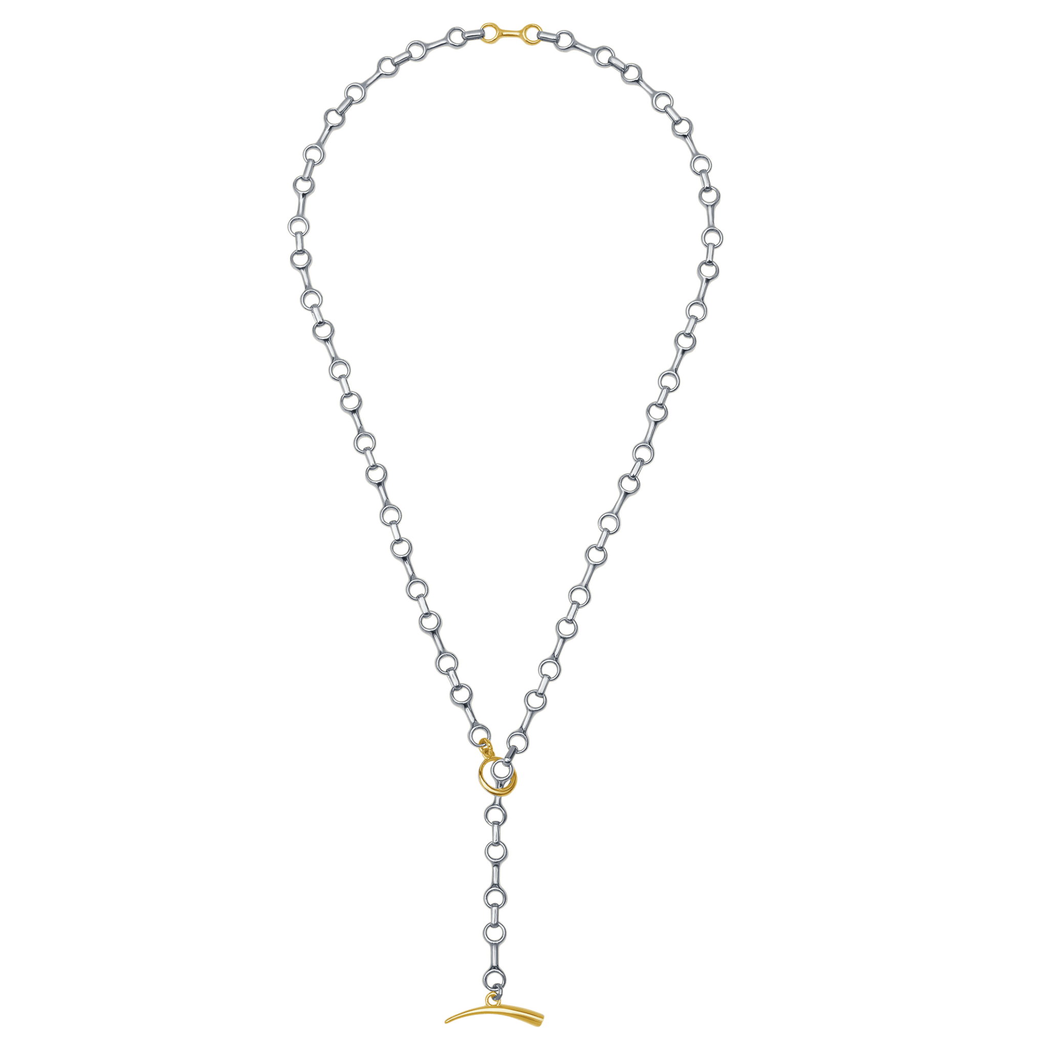 15 MM Two Tone Double Beam Chain Necklace with Tusk Clasp - Gabriela Artigas + CO