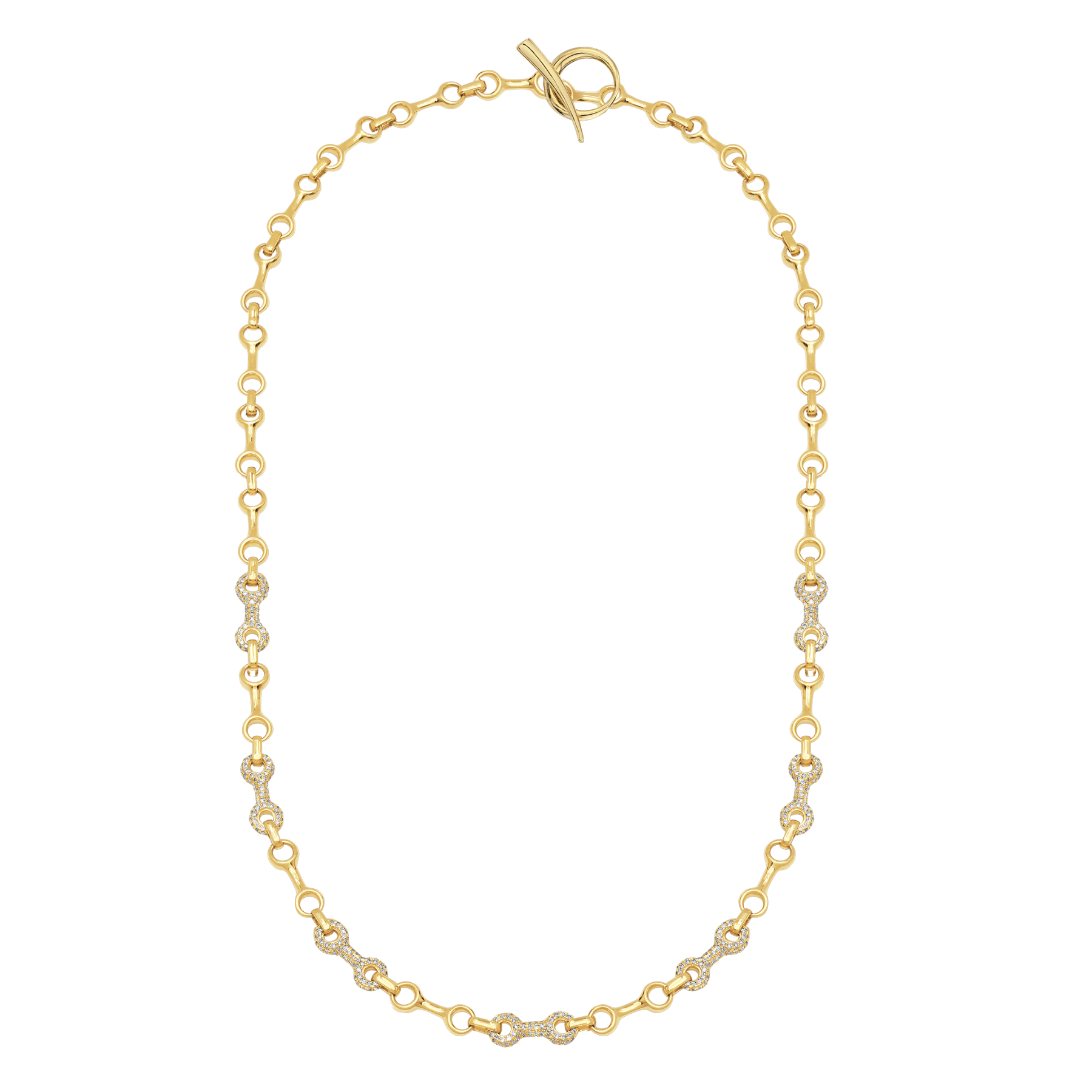 15 MM Double Beam Alterno Chain Necklace with Pavé Links. - Gabriela Artigas + CO