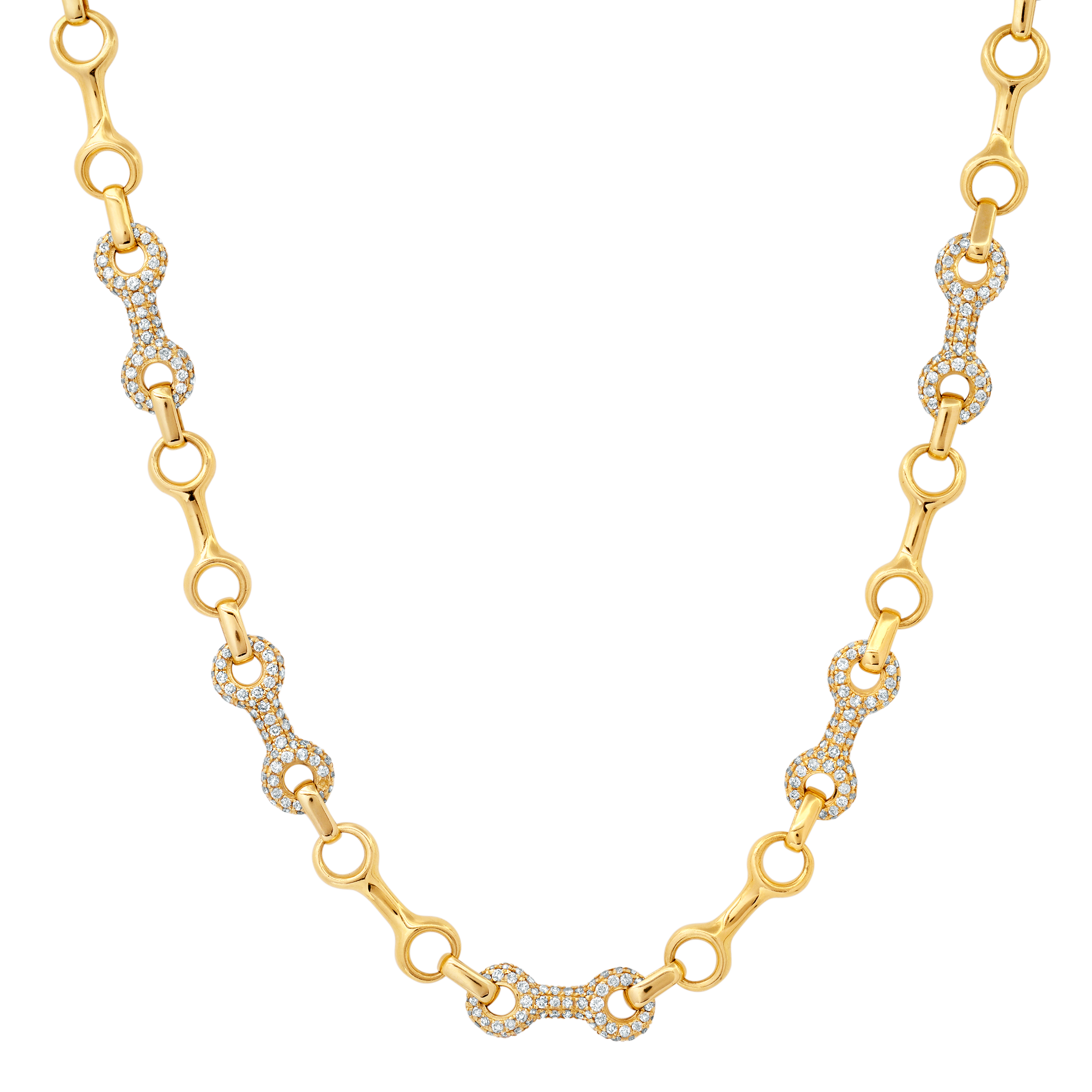 Mini Double Beam Alterno Chain Necklace with Pavé Links.
