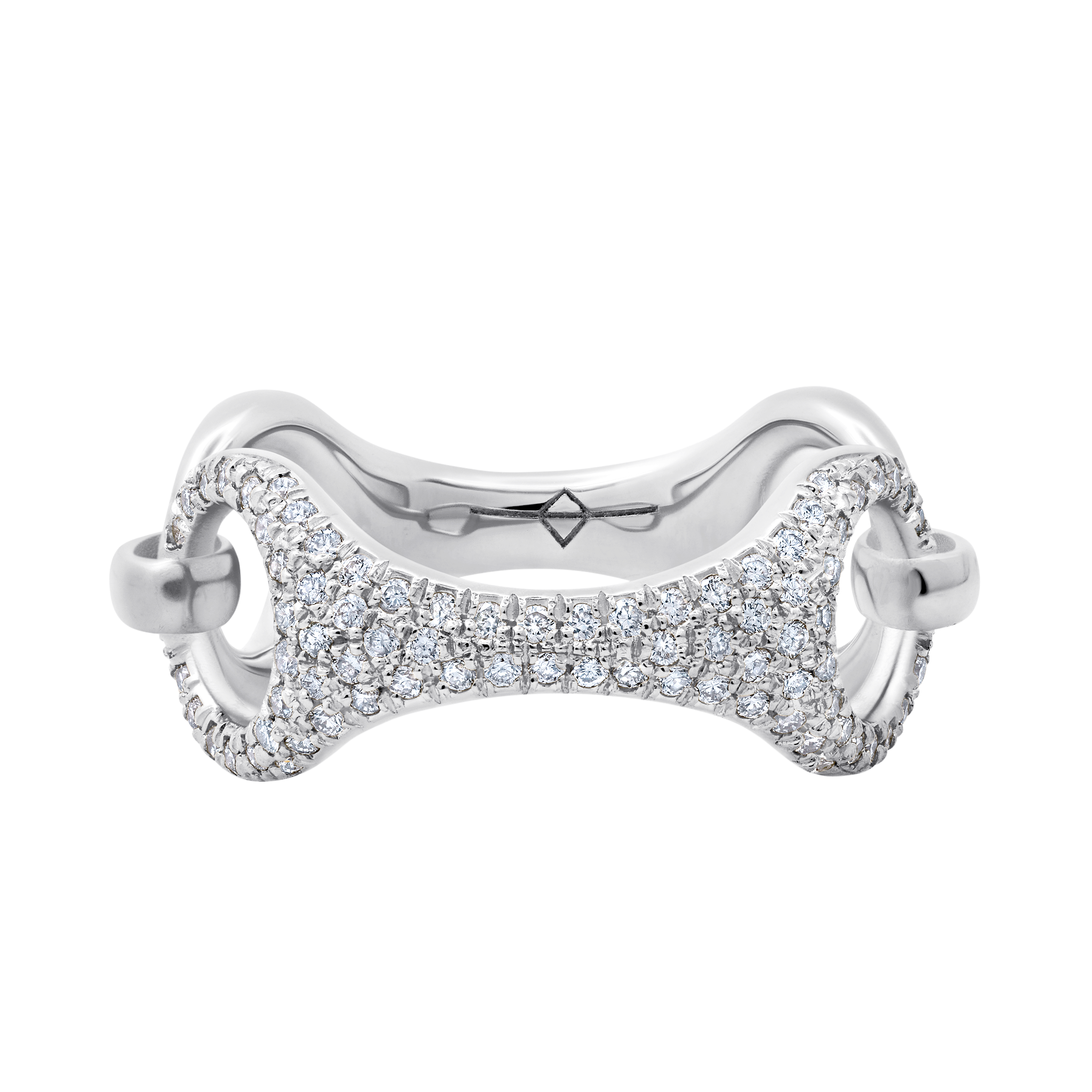 20mm Sterling Silver Beam Link Ring with White Pavé Diamonds - Gabriela Artigas