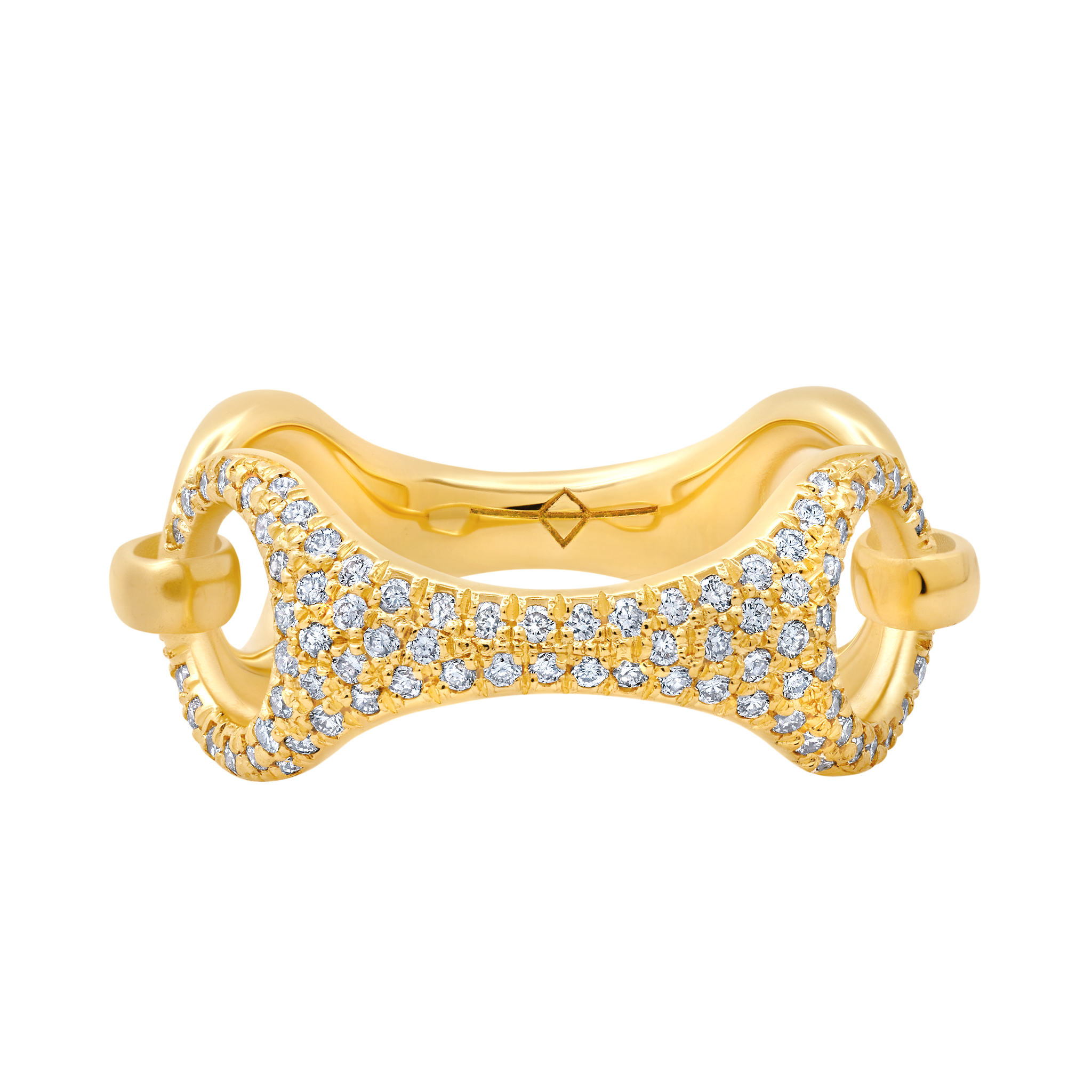 20mm Beam Link Ring with White Pavé Diamonds – A modern, minimalist ring featuring a sleek beam link design in gold vermeil - Gabriela Artigas