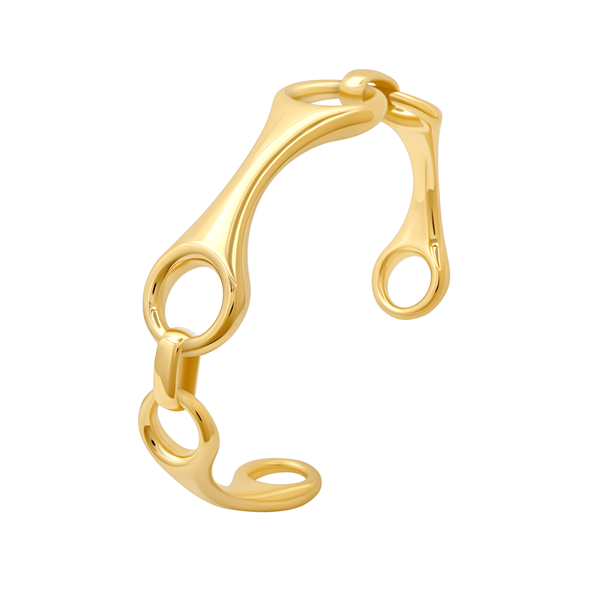 Triple Linked Double Beam Cuff in gold vermeil, a rising shape design that wraps and tapers gracefully on the wrist - Gabriela Artigas