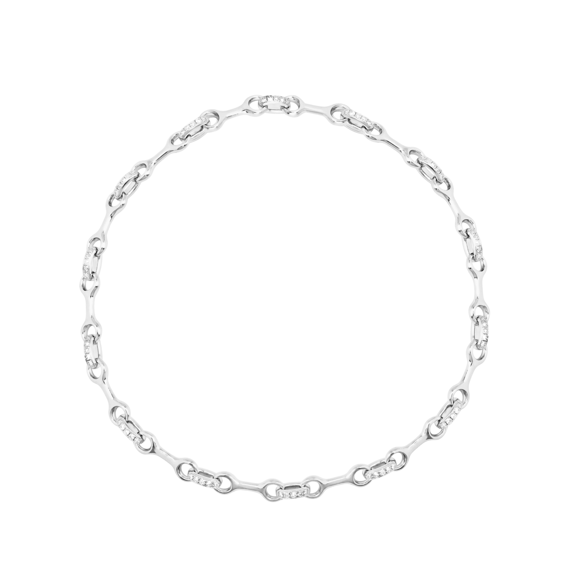 Gabriela Artigas & Co Small Silver Double Beam Chain Bracelet with Pavé Connectors — sterling silver and white diamond pavé — white background