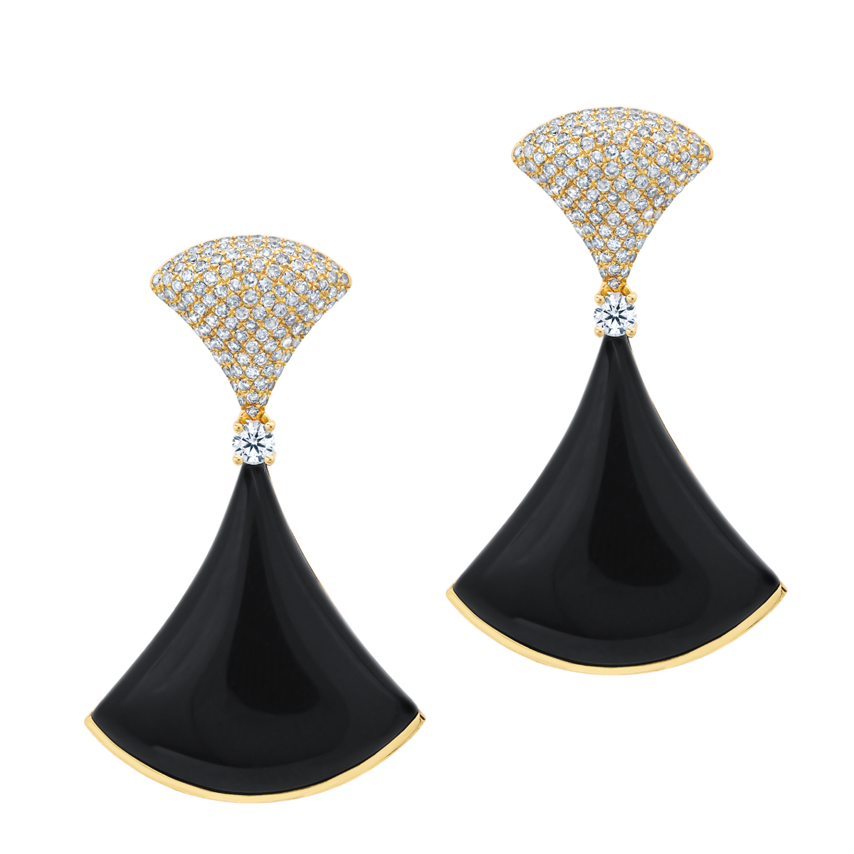 Onyx Fan Earrings with Diamonds - Gabriela Artigas + CO