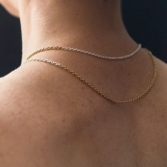 Two Tone Endless Chain in gold vermeil and sterling silver, a subtle mixed-metal piece that wraps delicately around the neck - Gabriela Artigas