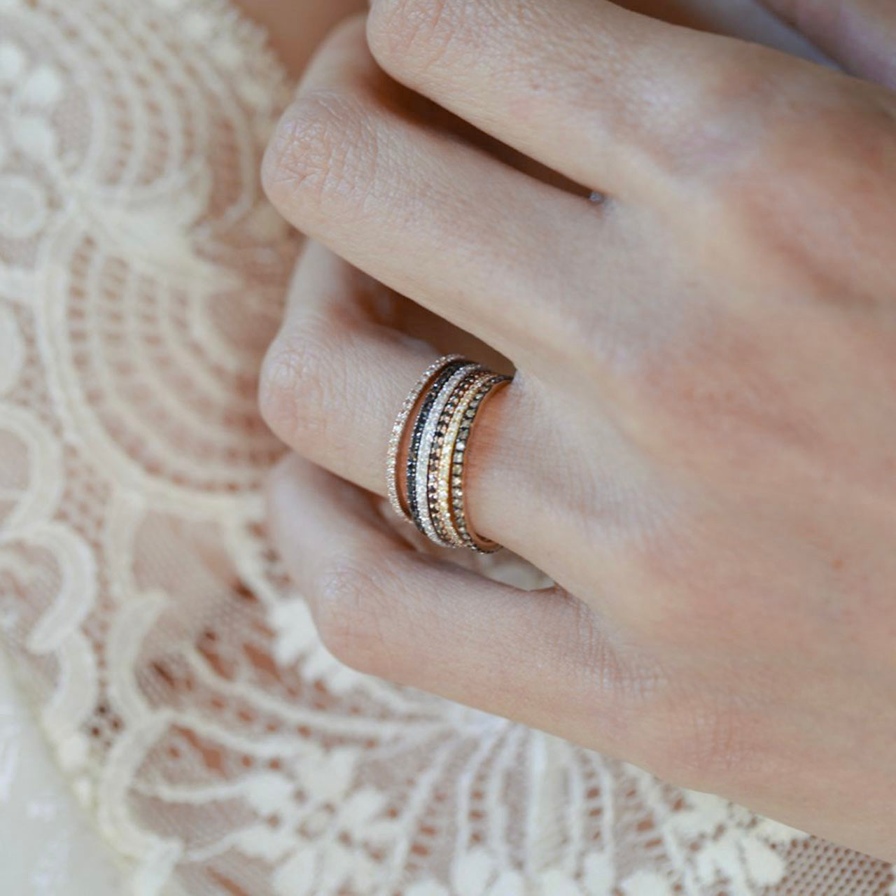 Stunning Axis ring featuring a captivating design embellished with black pavé diamonds- Gabriela Artigas