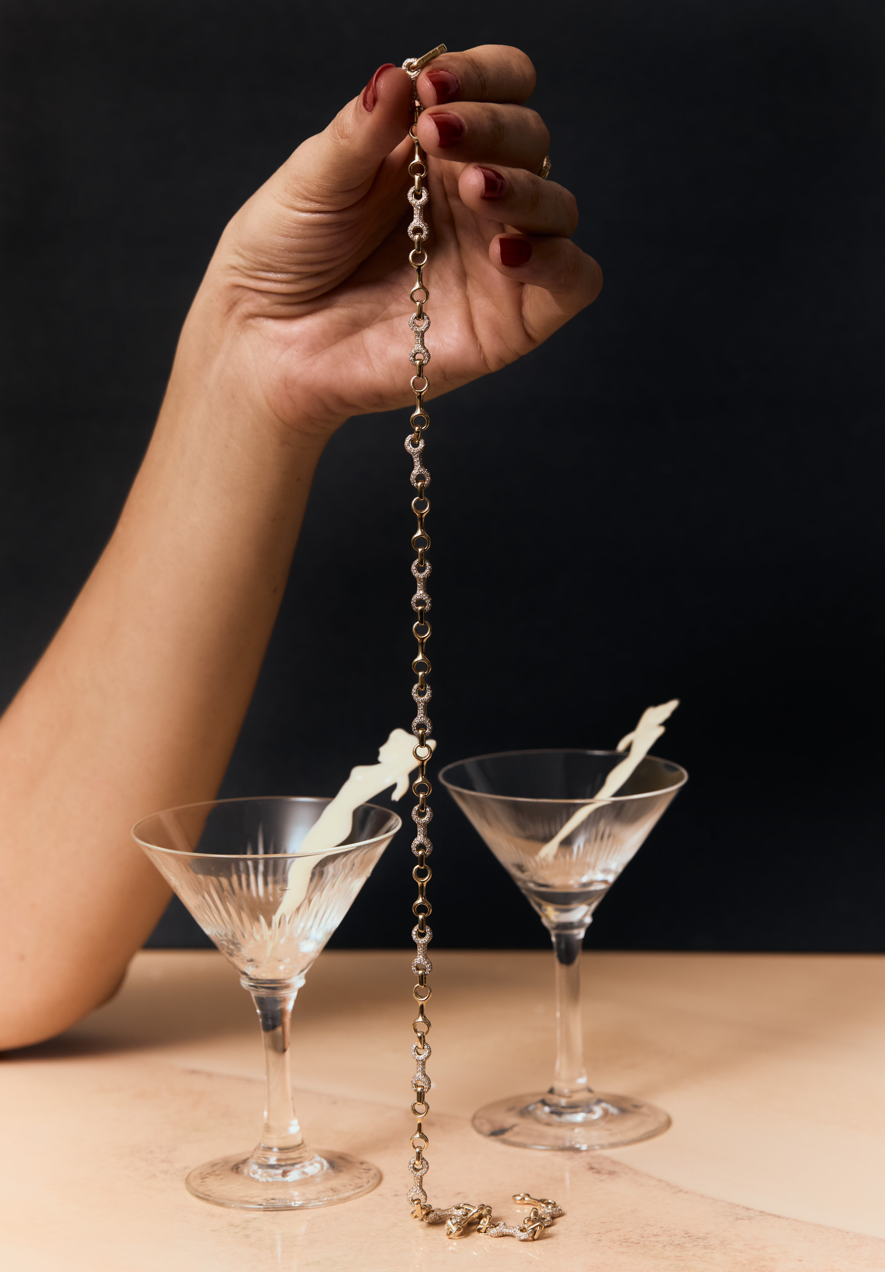 15 MM Double Beam Alterno Chain Necklace with Pavé Links. - Gabriela Artigas + CO