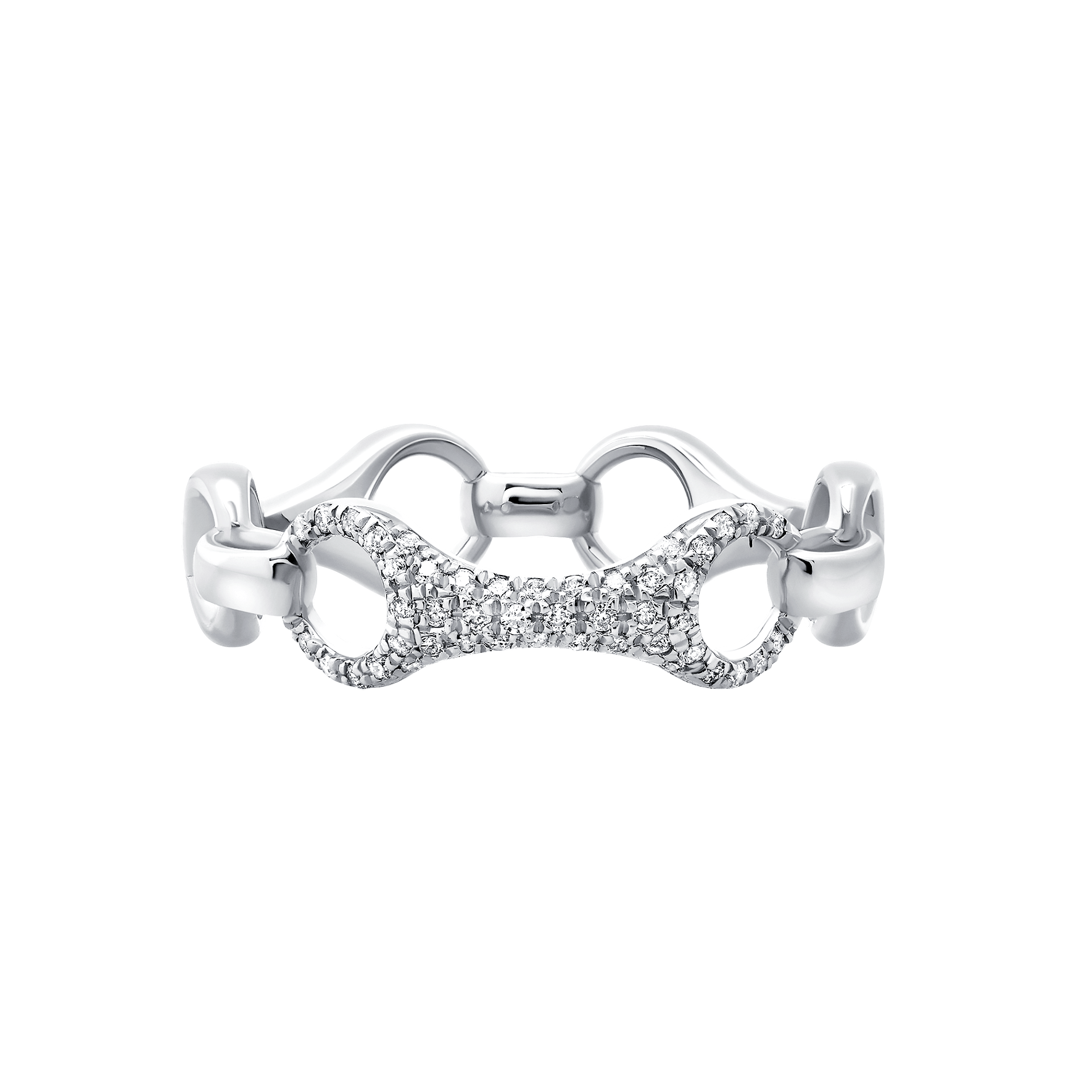 15 MM Beam Link Ring with Top Link with White Pavé Diamonds - Gabriela Artigas + CO