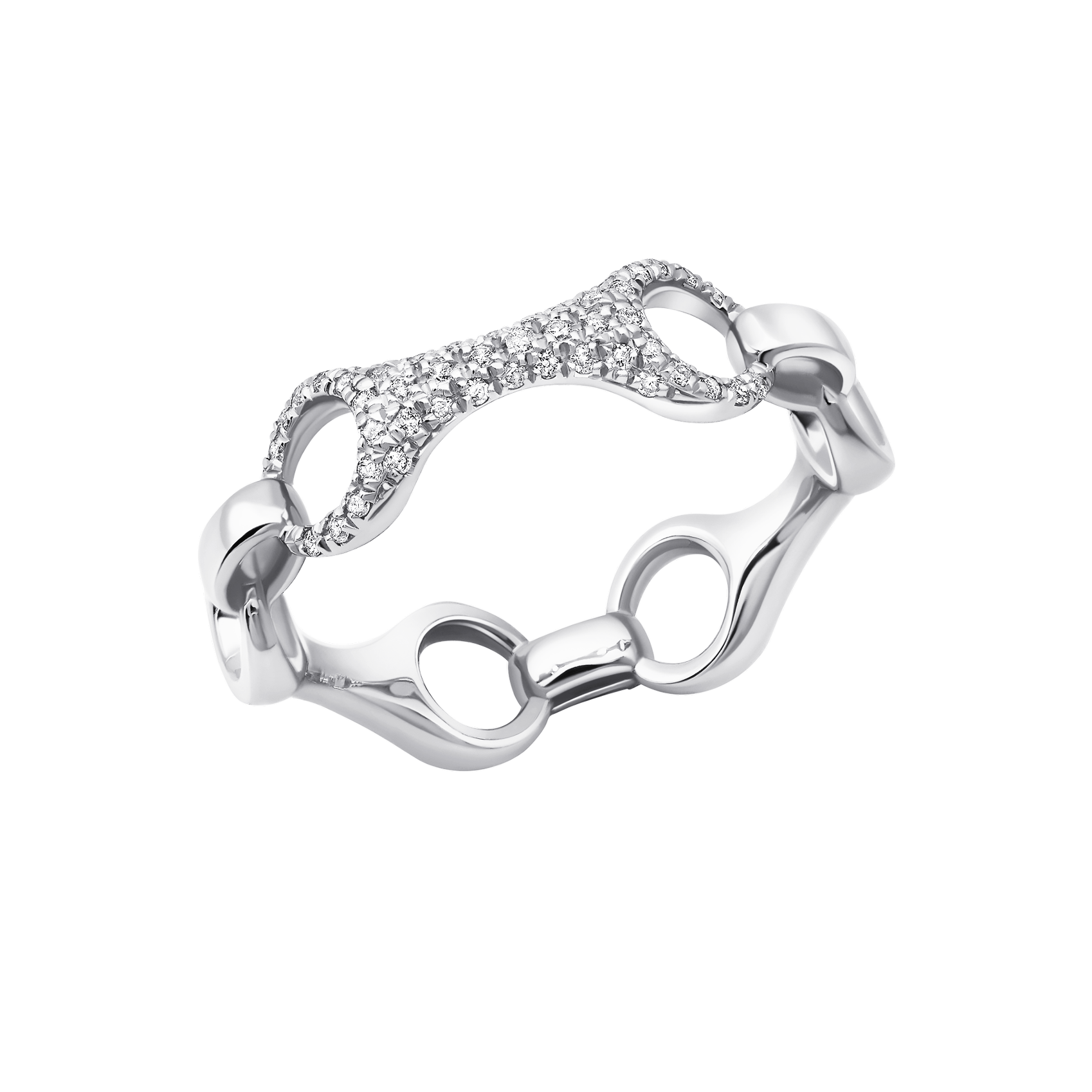 15 MM Beam Link Ring with Top Link with White Pavé Diamonds - Gabriela Artigas + CO
