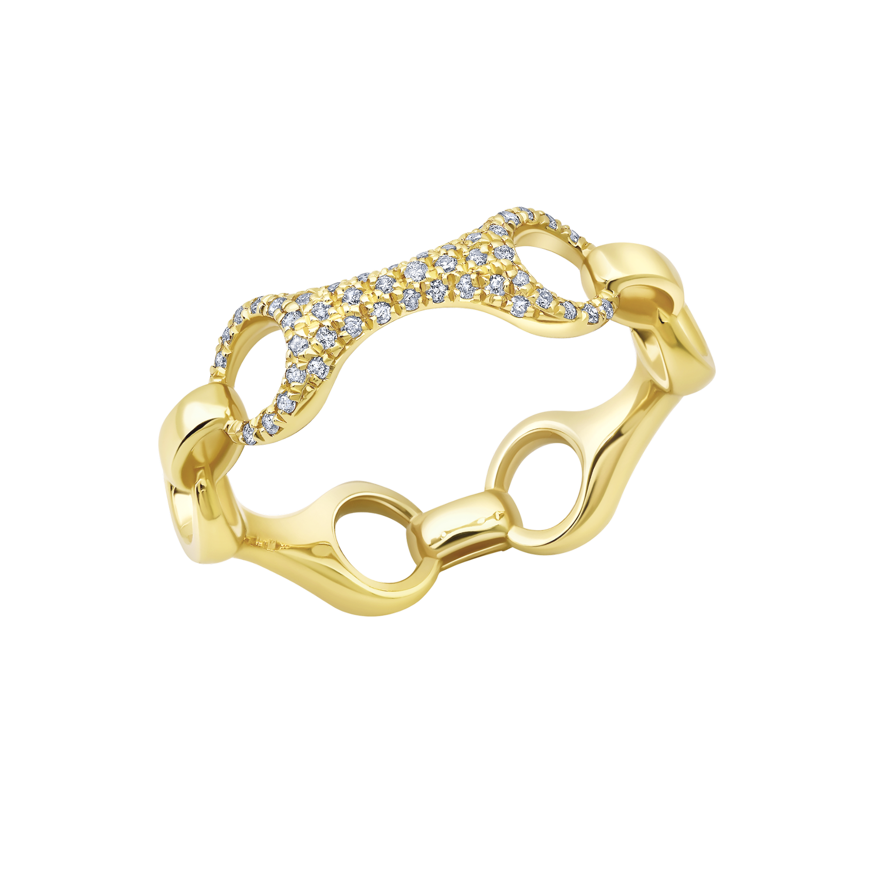 15 MM Beam Link Ring with Top Link with White Pavé Diamonds - Gabriela Artigas + CO