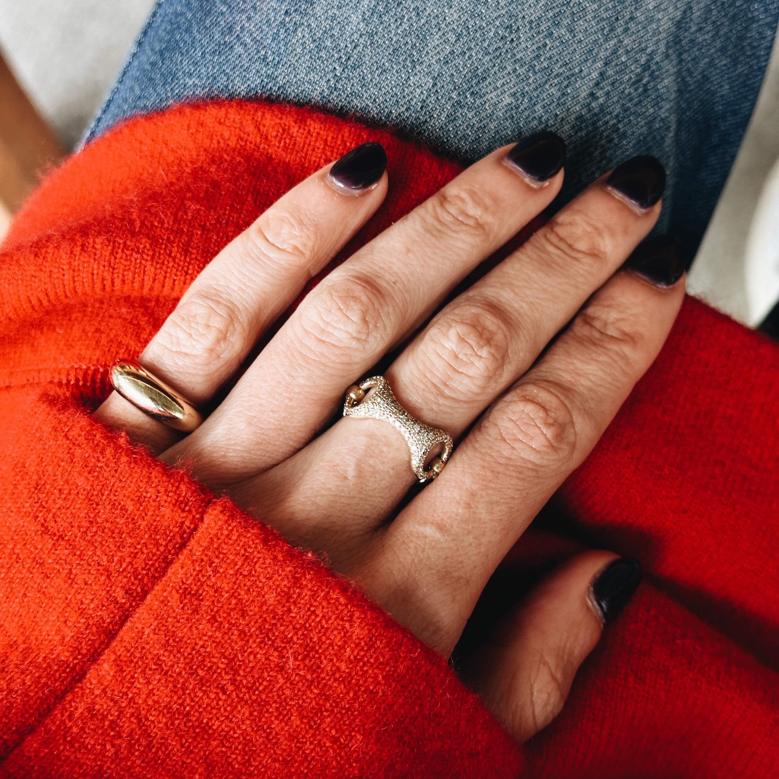 20 MM Beam Link Ring with White Pavé Diamonds - Gabriela Artigas + CO