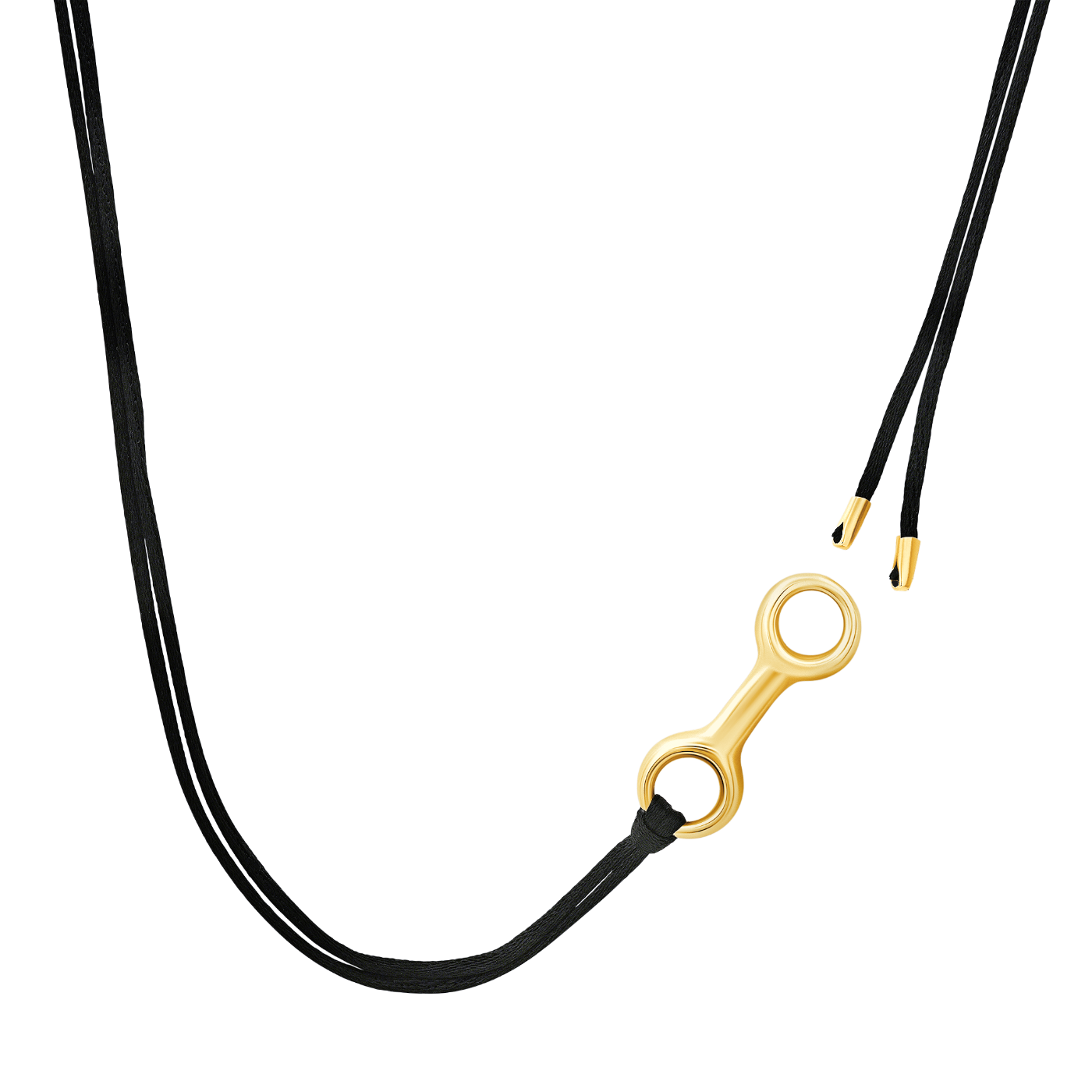 Elegant 30mm double beam link necklace on a silky cord, featuring a gold vermeil pendant - Gabriela Artigas