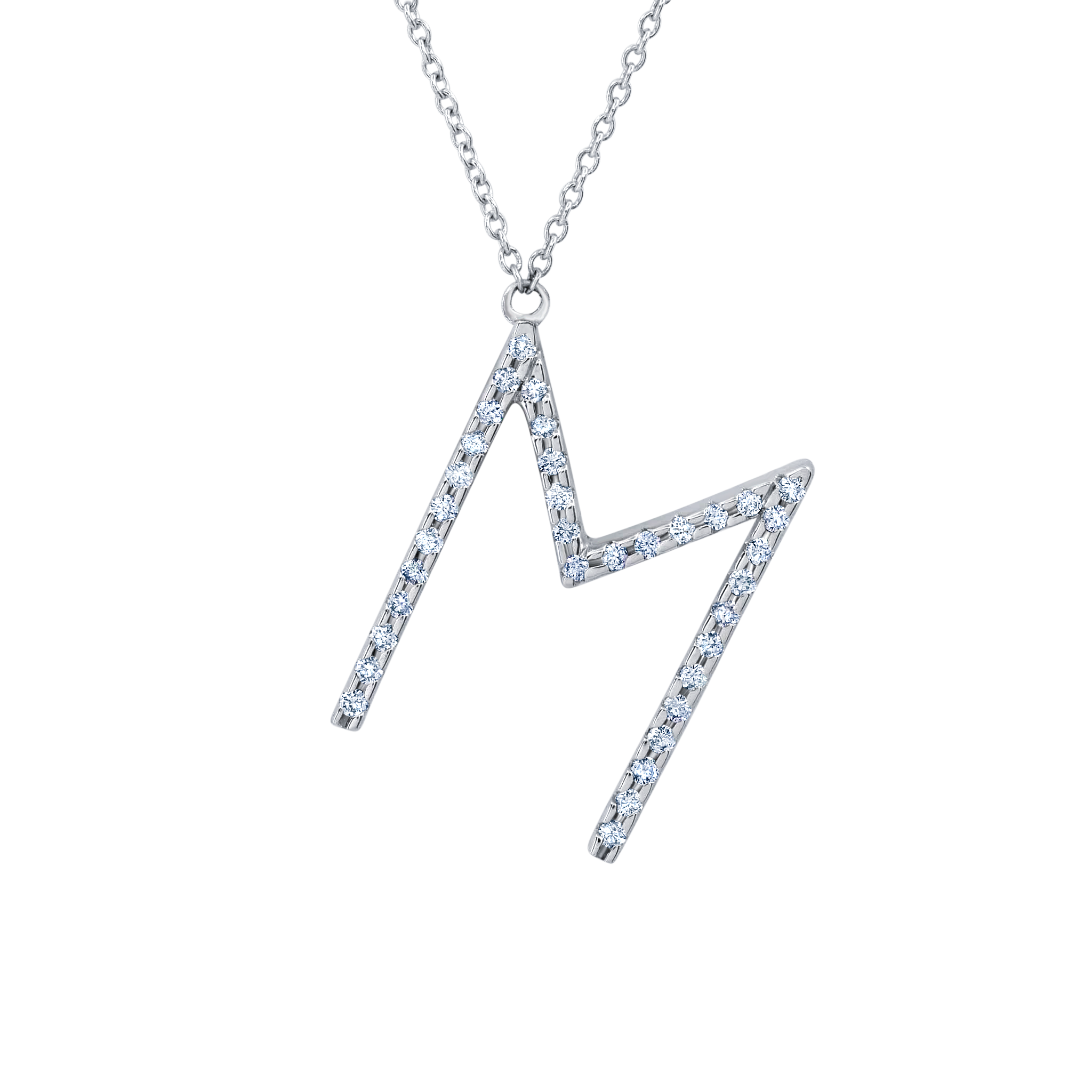 Alphabet with White Pavé Diamonds Necklace - Gabriela Artigas
