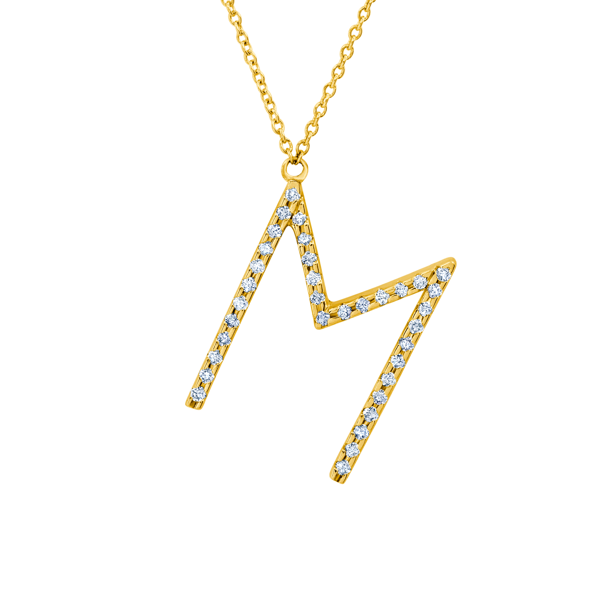 Gold vermeil necklace with the letter 'M' embellished with white pavé diamonds - Gabriela Artigas