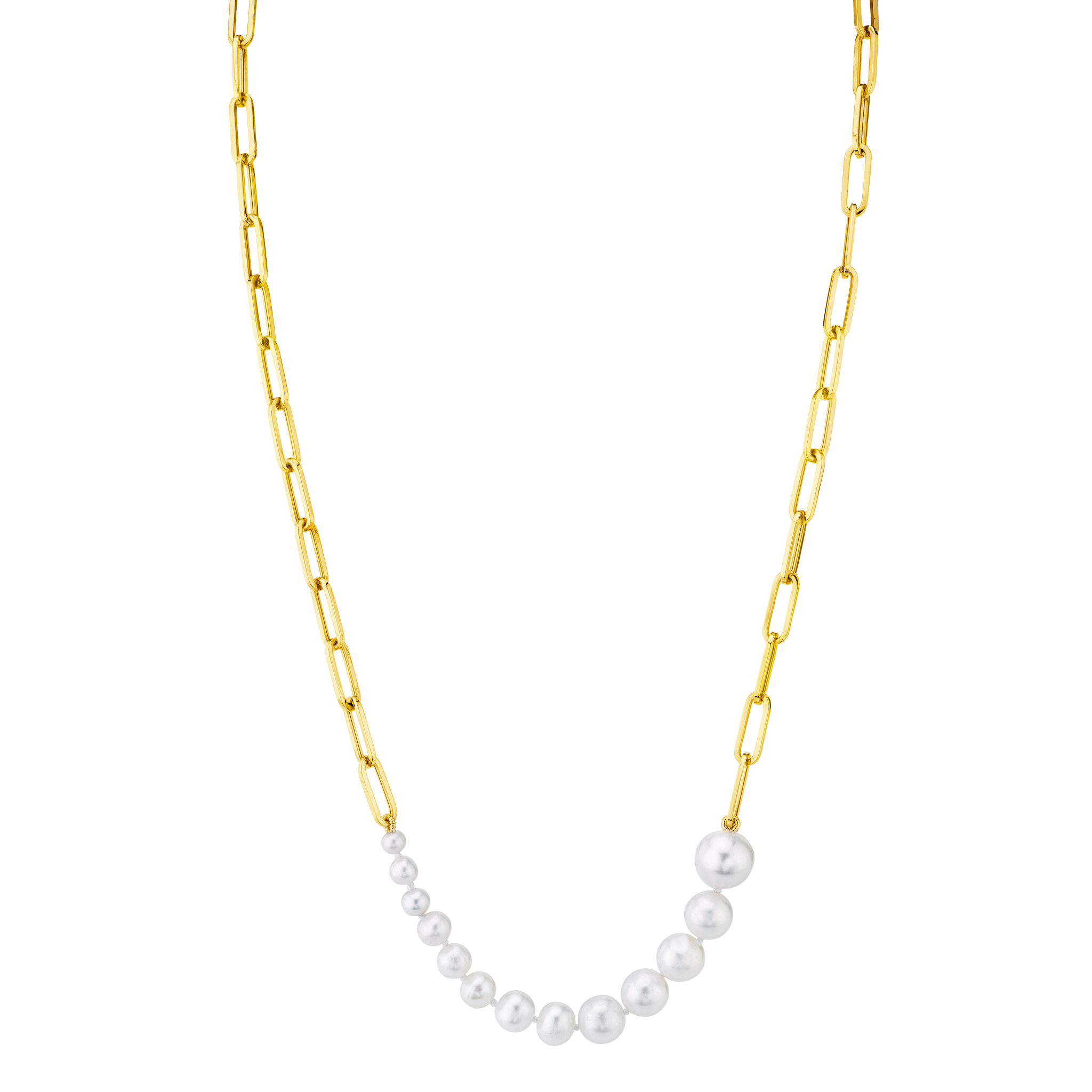 Ascending Pearls Necklace on Rectangular Chain - Gabriela Artigas