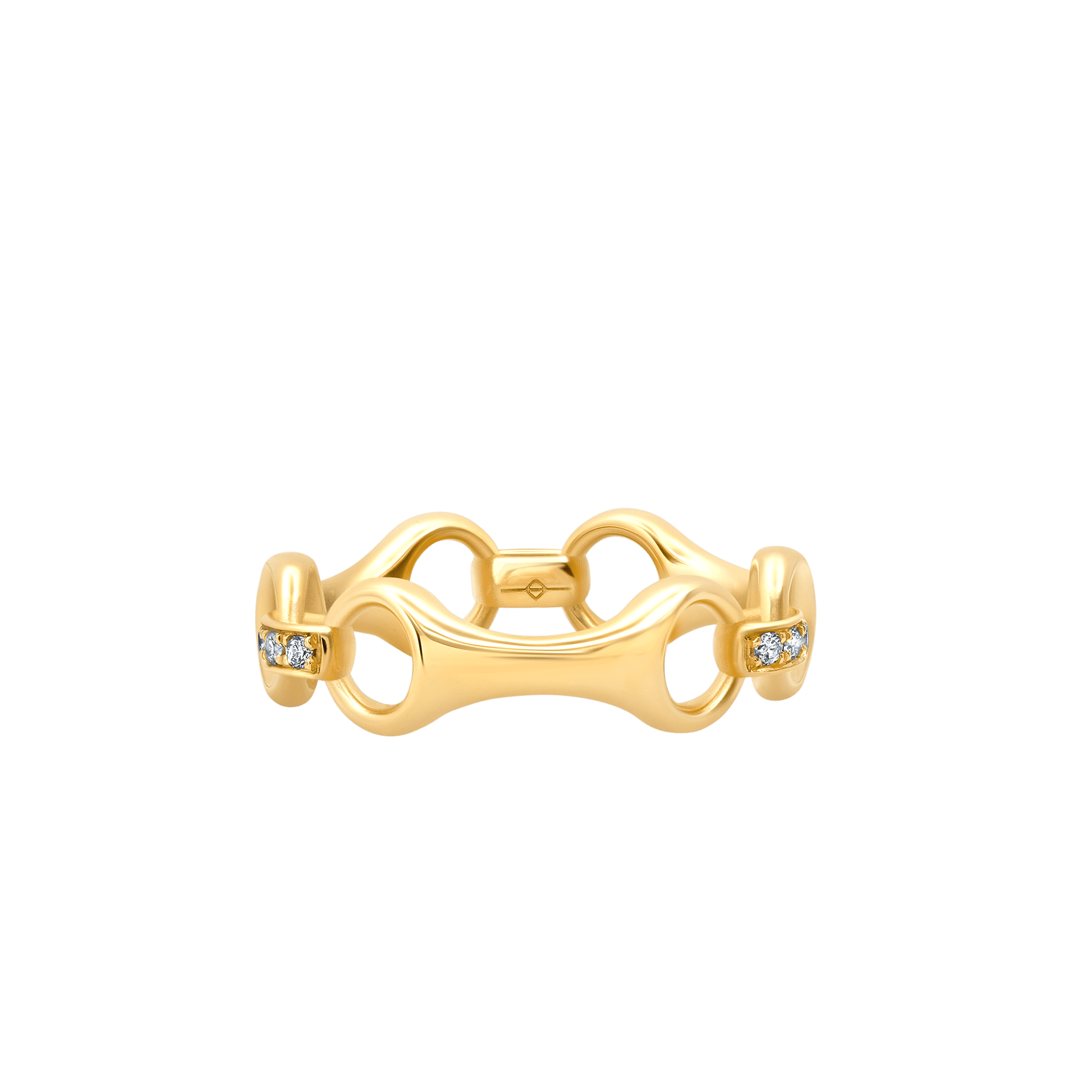 Gold ring featuring beam links seamlessly connected by diamond accents – bold structure, effortless sparkle. Gabriela Artigas' signature sophistication. #ModernGlam