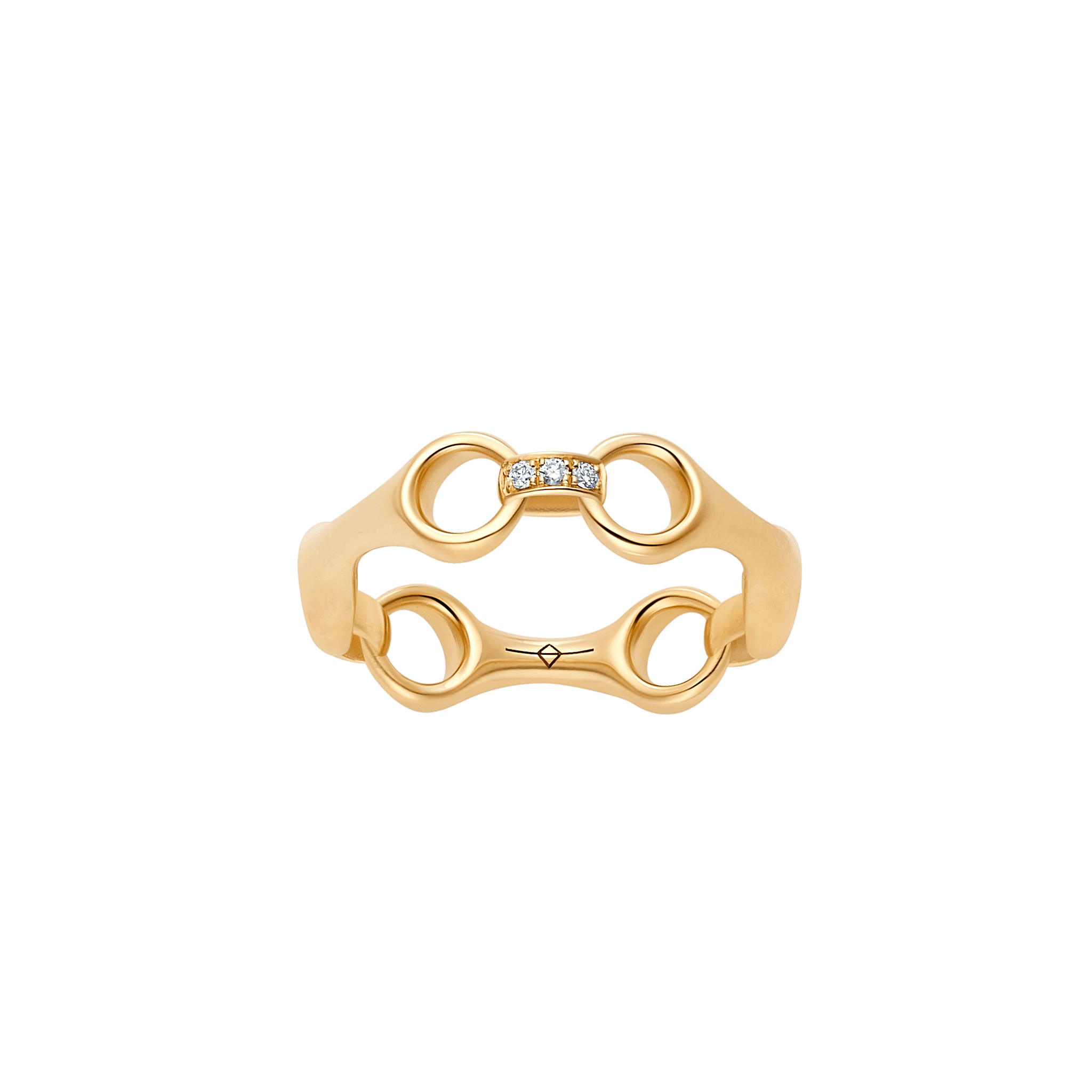 Gold ring featuring beam links and diamond connectors – a perfect balance of structure and sparkle. Gabriela Artigas' modern classic. #EffortlessLuxury