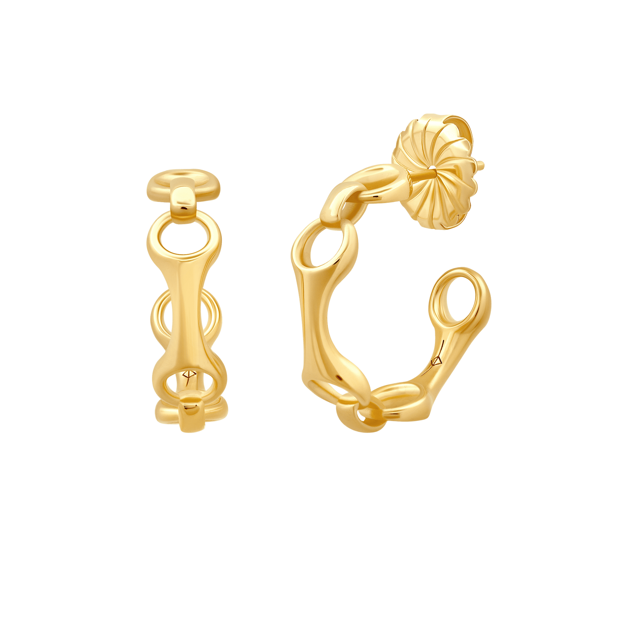 Gold earring with interconnected double beam links – bold structure meets effortless elegance. Gabriela Artigas' signature design. #ModernClassic