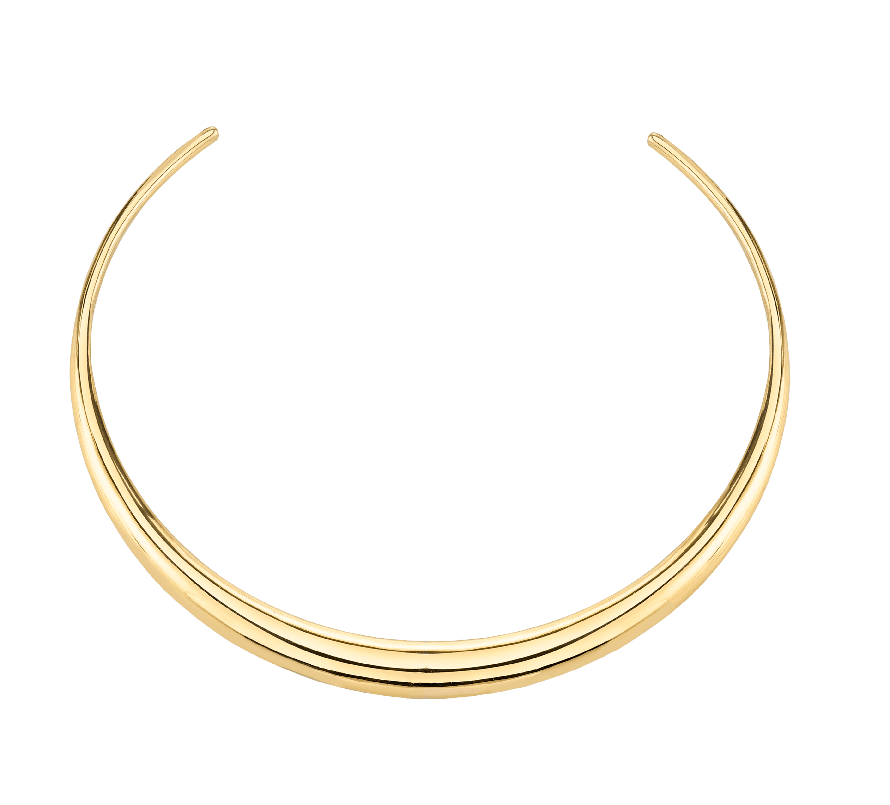 Yellow gold plate Original Infinite Tusk Solid Choker sits elegantly at the collarbone with a hollow channel for a lighter, luxury gold statement - Gabriela Artigas