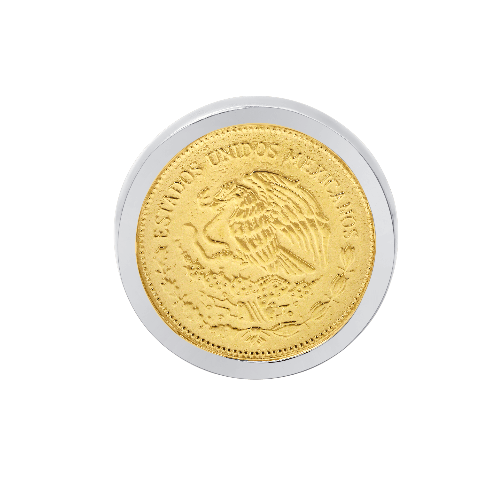 White gold signet ring inset with a rare vintage Mexican coin - Gabriela Artigas