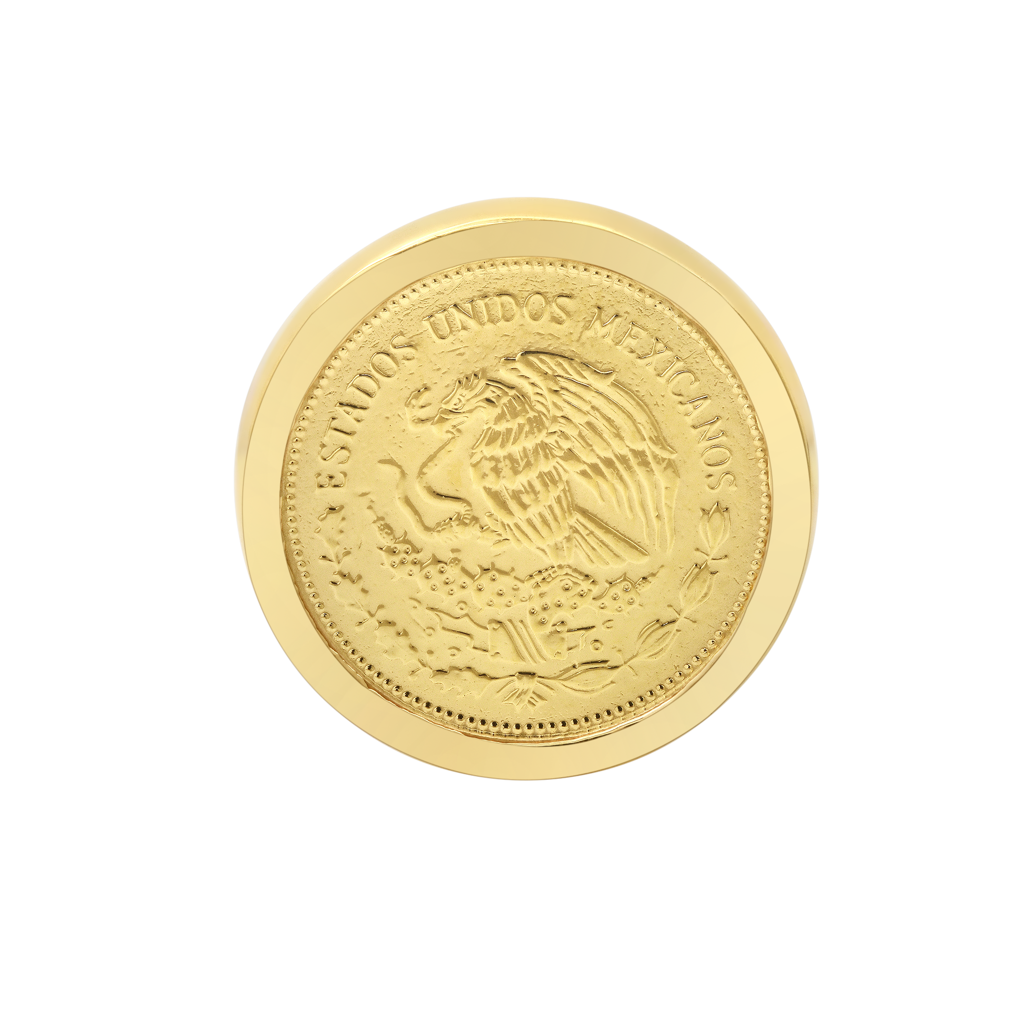 Fine yellow gold signet ring with a vintage Mexican coin inset - Gabriela Artigas