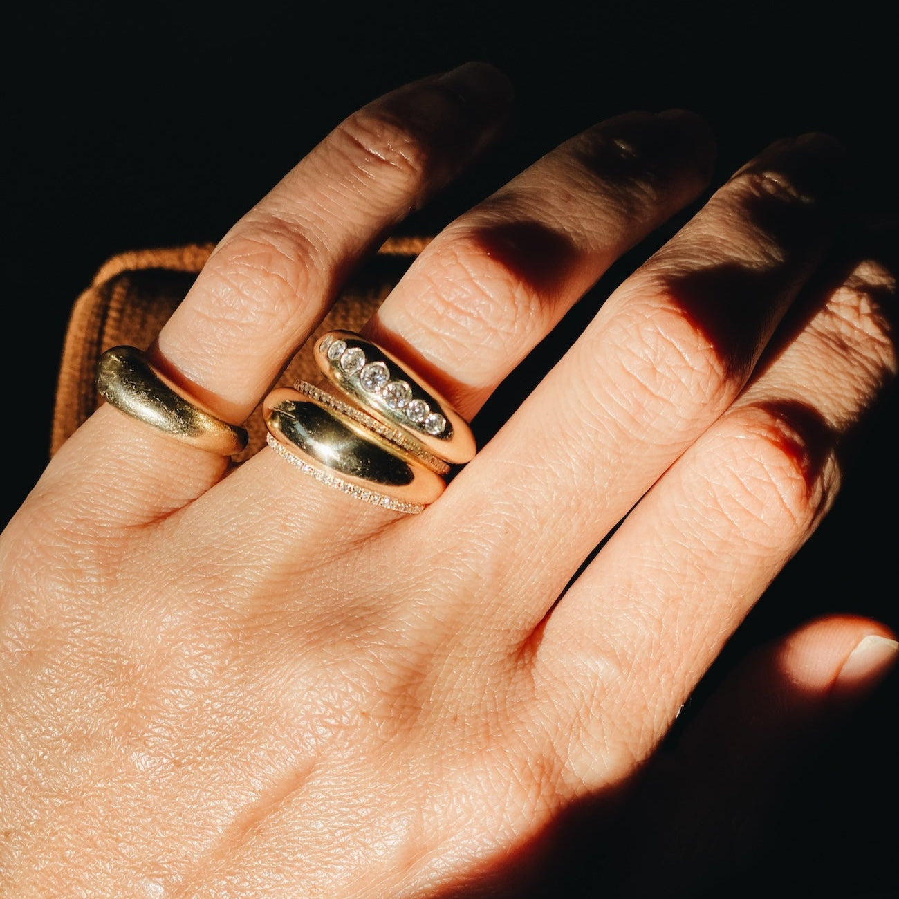 14K yellow gold Small Balloon Ring, a statement piece with a rounded, tapered shape and ascending diamonds for sparkling elegance - Gabriela Artigas