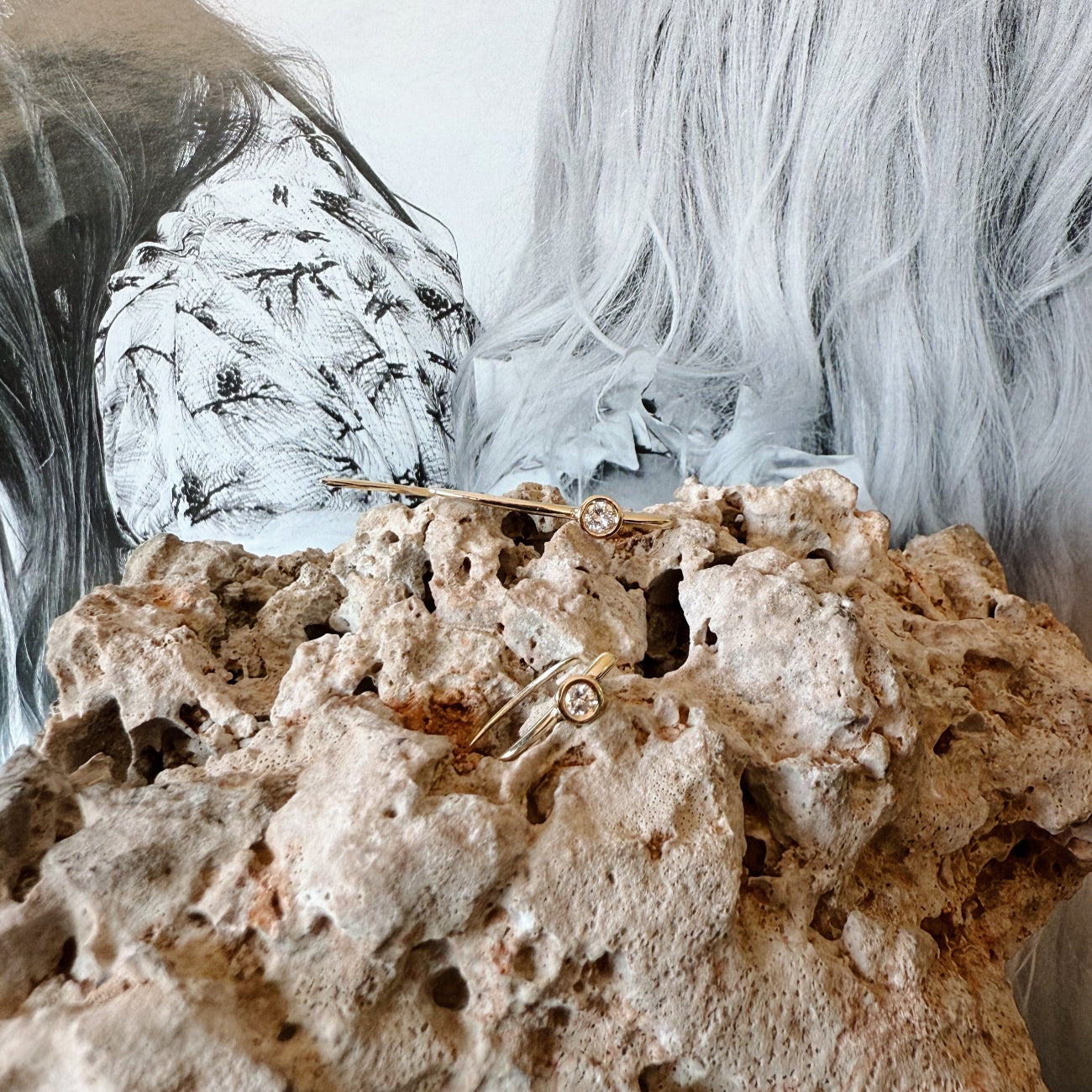 Statement Infinite Tusk Earrings Set in gold, with one signature and one medium pair, each elevated by a floating diamond for chic sophistication - Gabriela Artigas