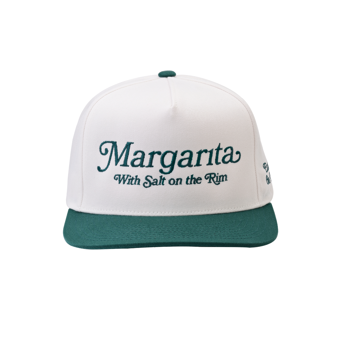 Statement Ray Key Chain, shaped with double beam design, complements a white and green Margarita Hat embroidered with a playful cocktail phrase - Gabriela Artigas