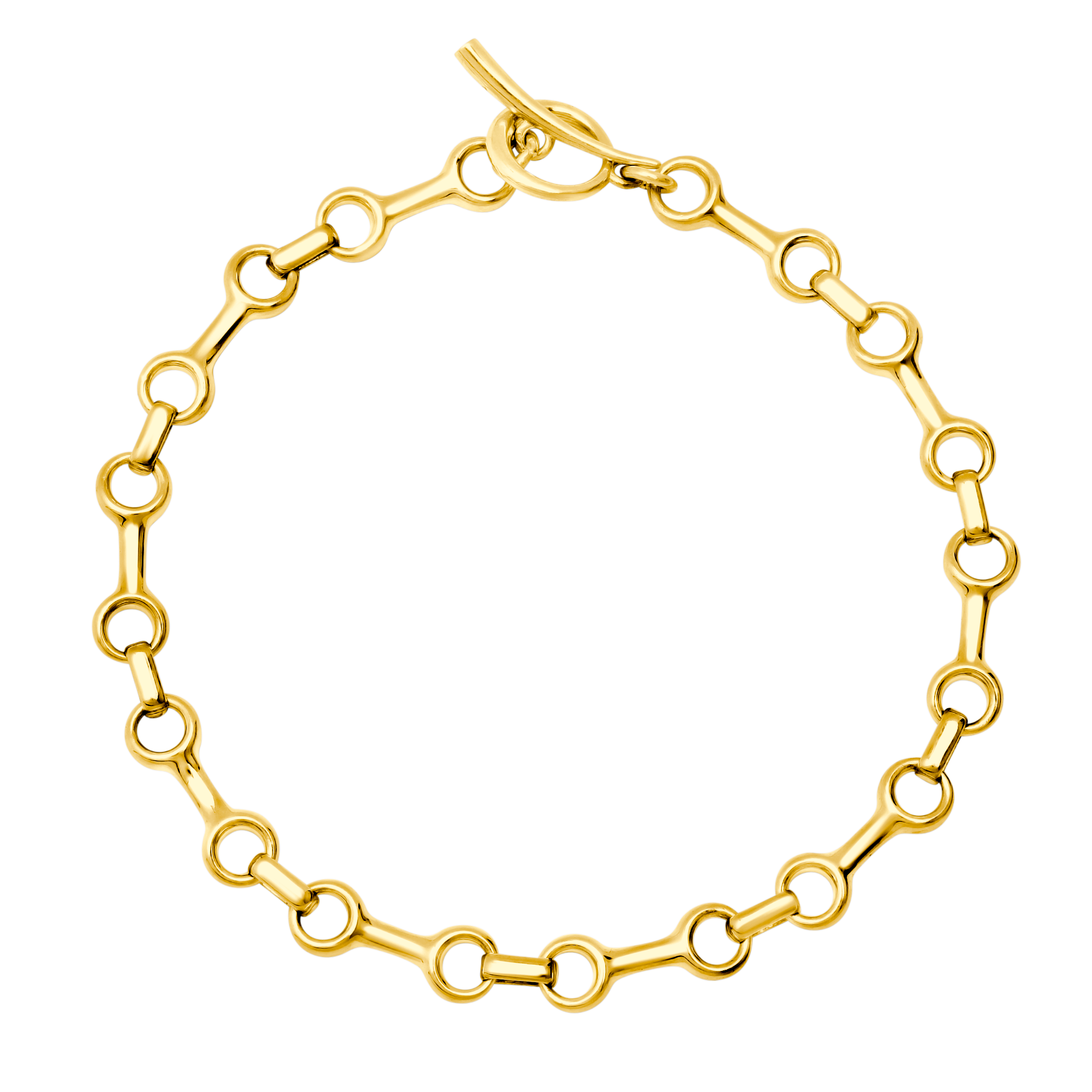 Yellow Gold Double Beam Chain Bracelet in 15mm and 20mm with Tusk Clasp, 14K Yellow Gold - Gabriela Artigas
