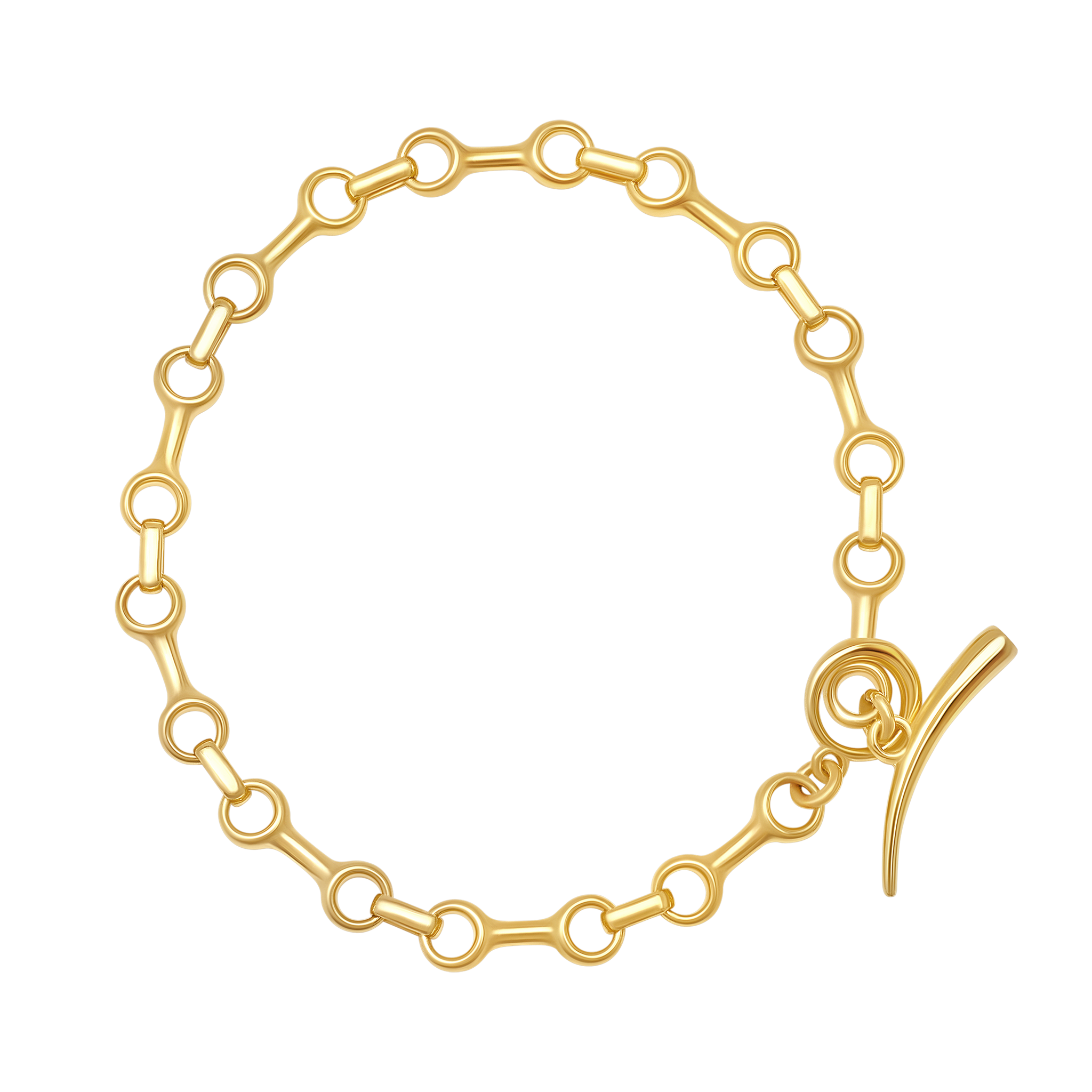 Double Beam Chain Bracelet in 15mm and 20mm with Tusk Clasp, 14K Yellow Gold - Gabriela Artigas