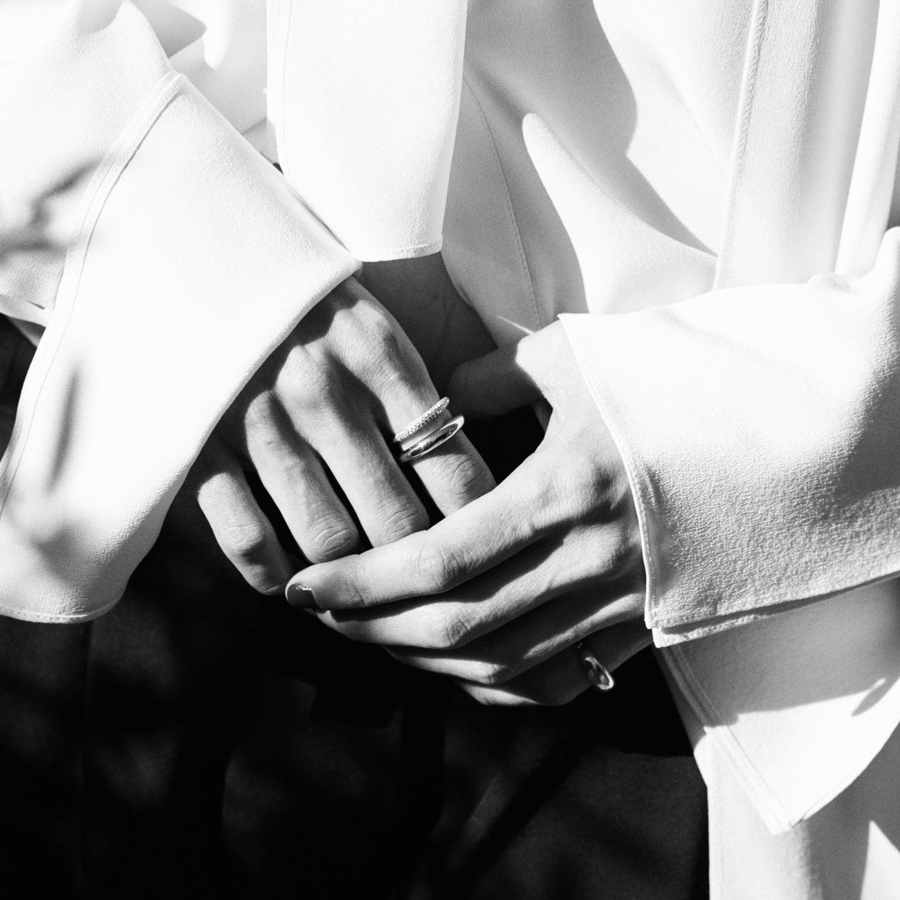 Twin Tusk Ring with Half White Pavé Diamonds - Gabriela Artigas + CO