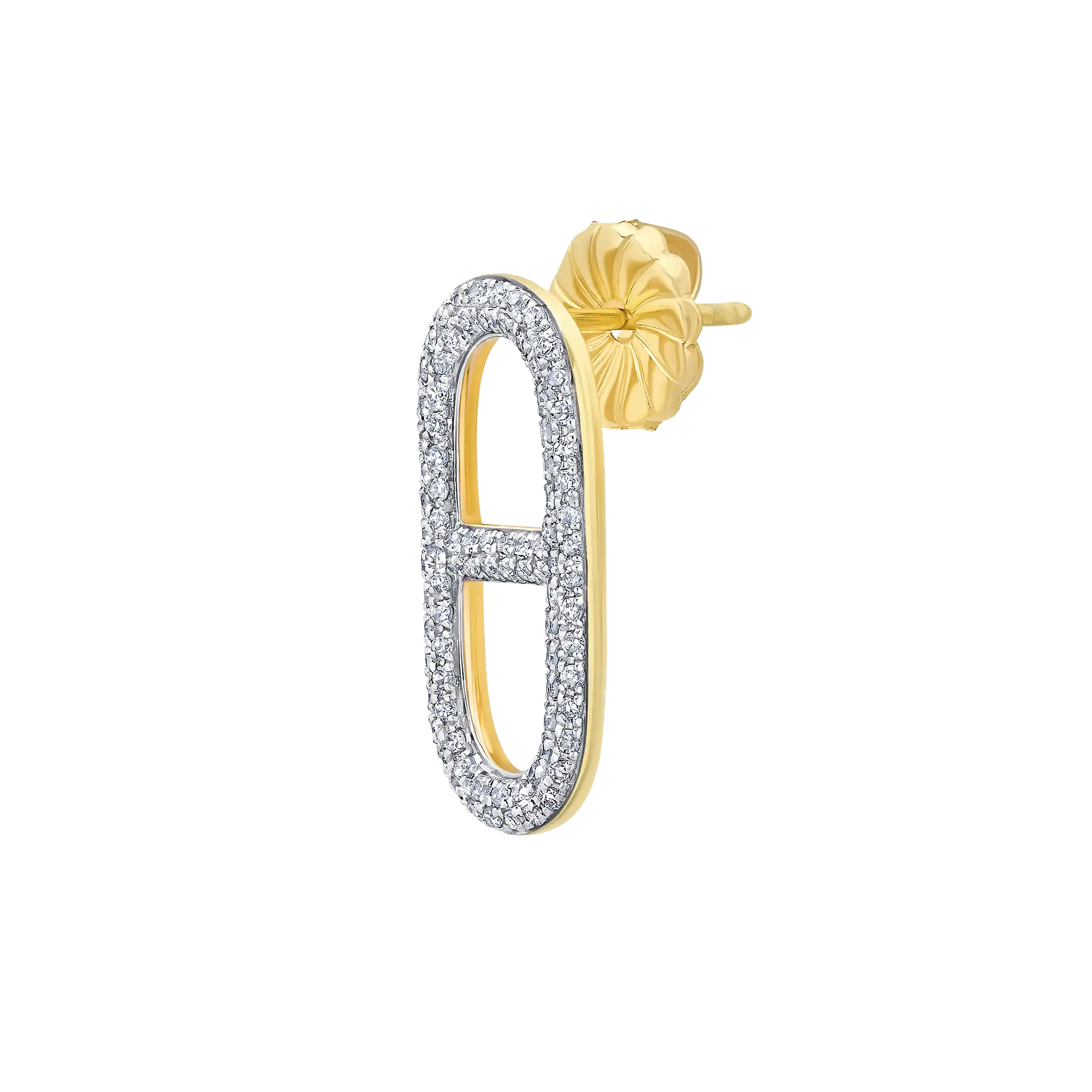 Gold earrings with a horseback riding motif, accented by shimmering white pave diamonds - Gabriela Artigas