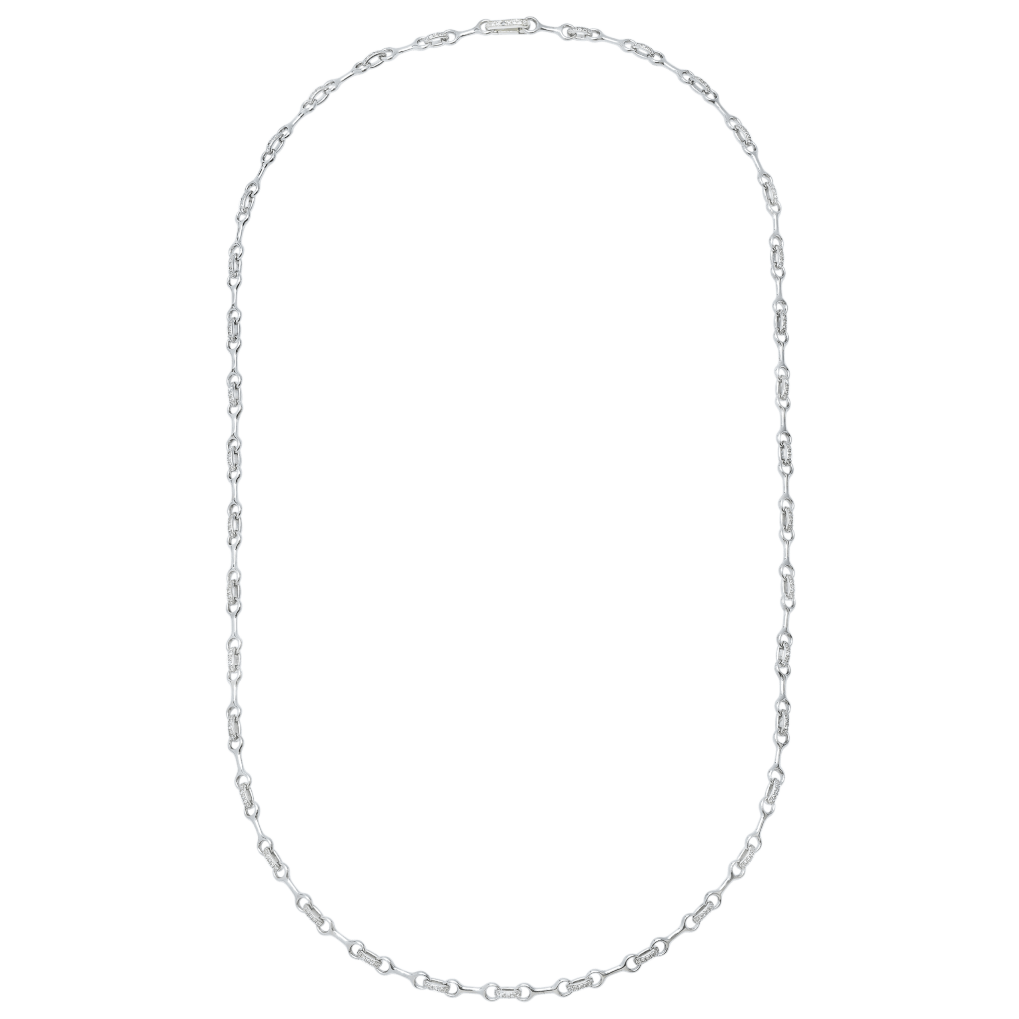 Gabriela Artigas & Co Small Silver Double Beam Necklace with Pavé Connectors — sterling silver — white background