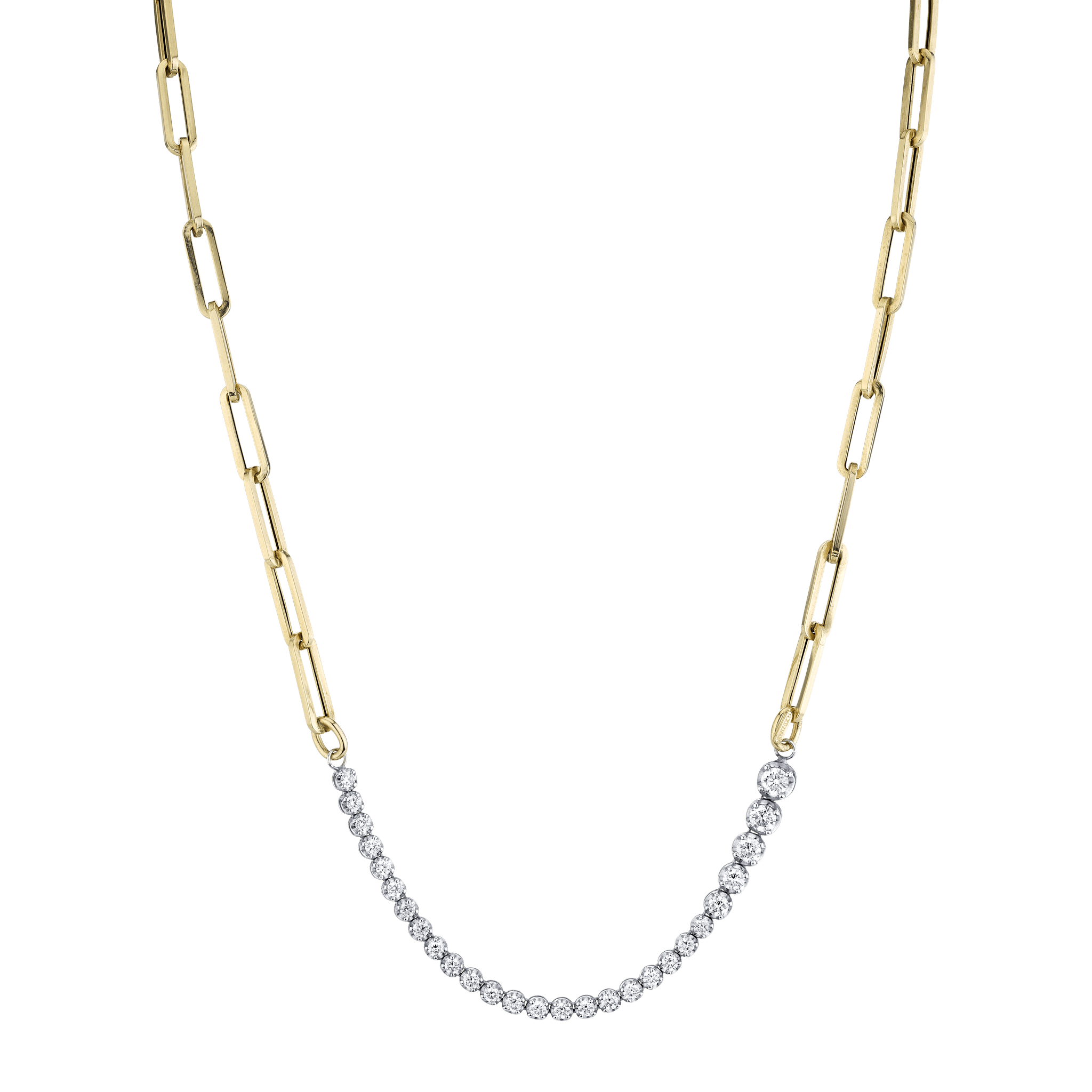 Ascending Diamonds Tennis Necklace on Rectangular Chain - Gabriela Artigas + CO