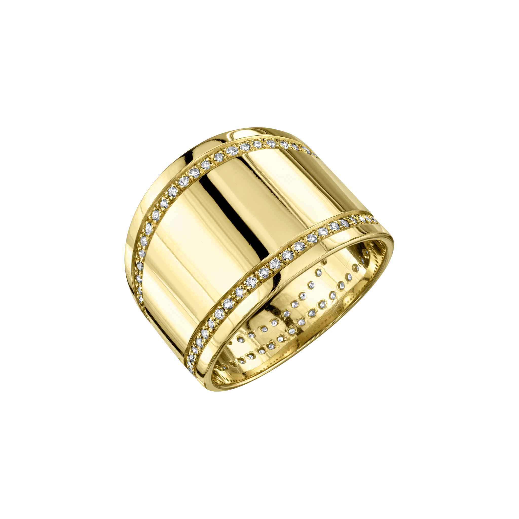 Cigar Band Ring with Double Line White Pavé Diamonds - Gabriela Artigas + CO