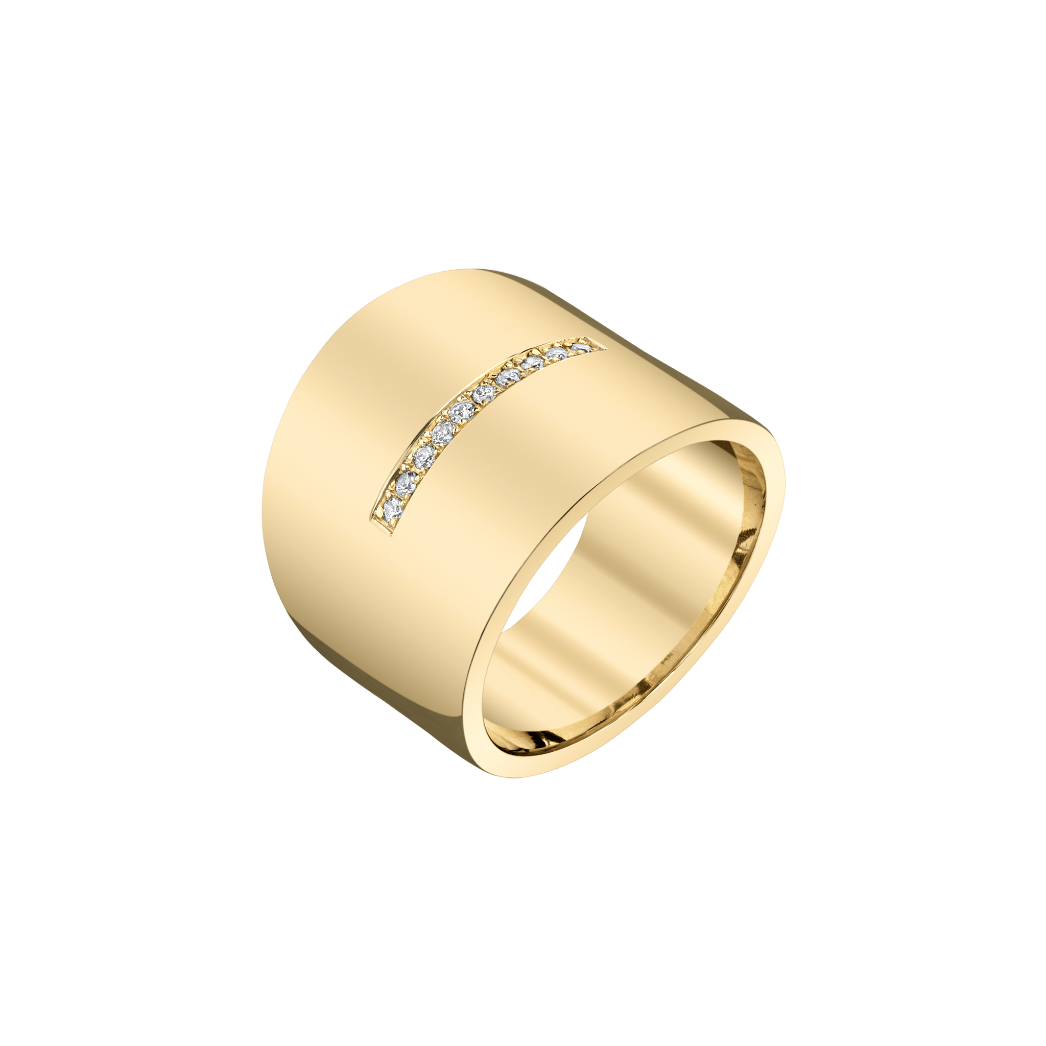 Cigar Band Ring with Row of White Pavé Diamonds - Gabriela Artigas + CO