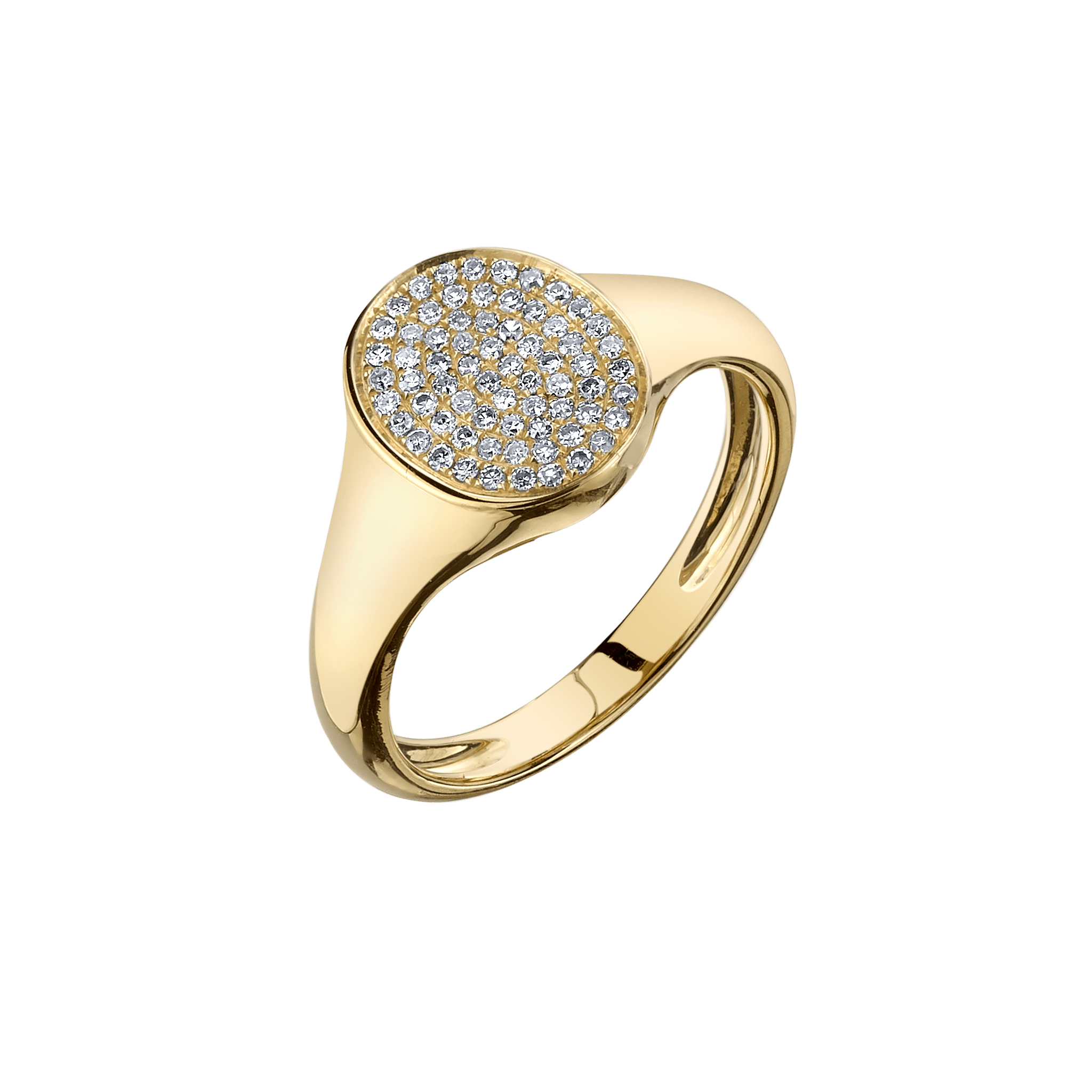 Disc Signet Ring with White Pavé Diamonds - Gabriela Artigas + CO