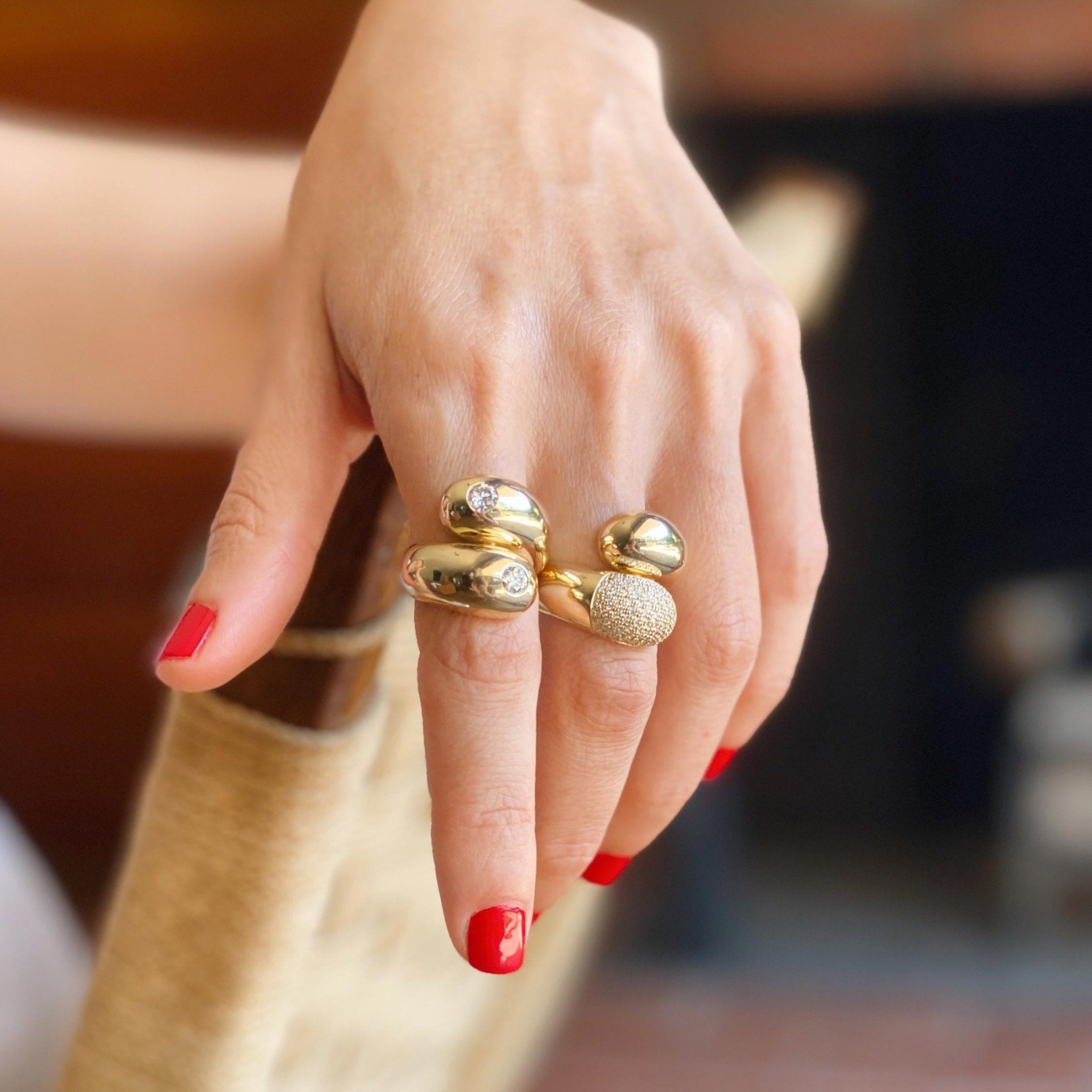 Double Apse Ring with Double Bezel Diamonds - Gabriela Artigas + CO