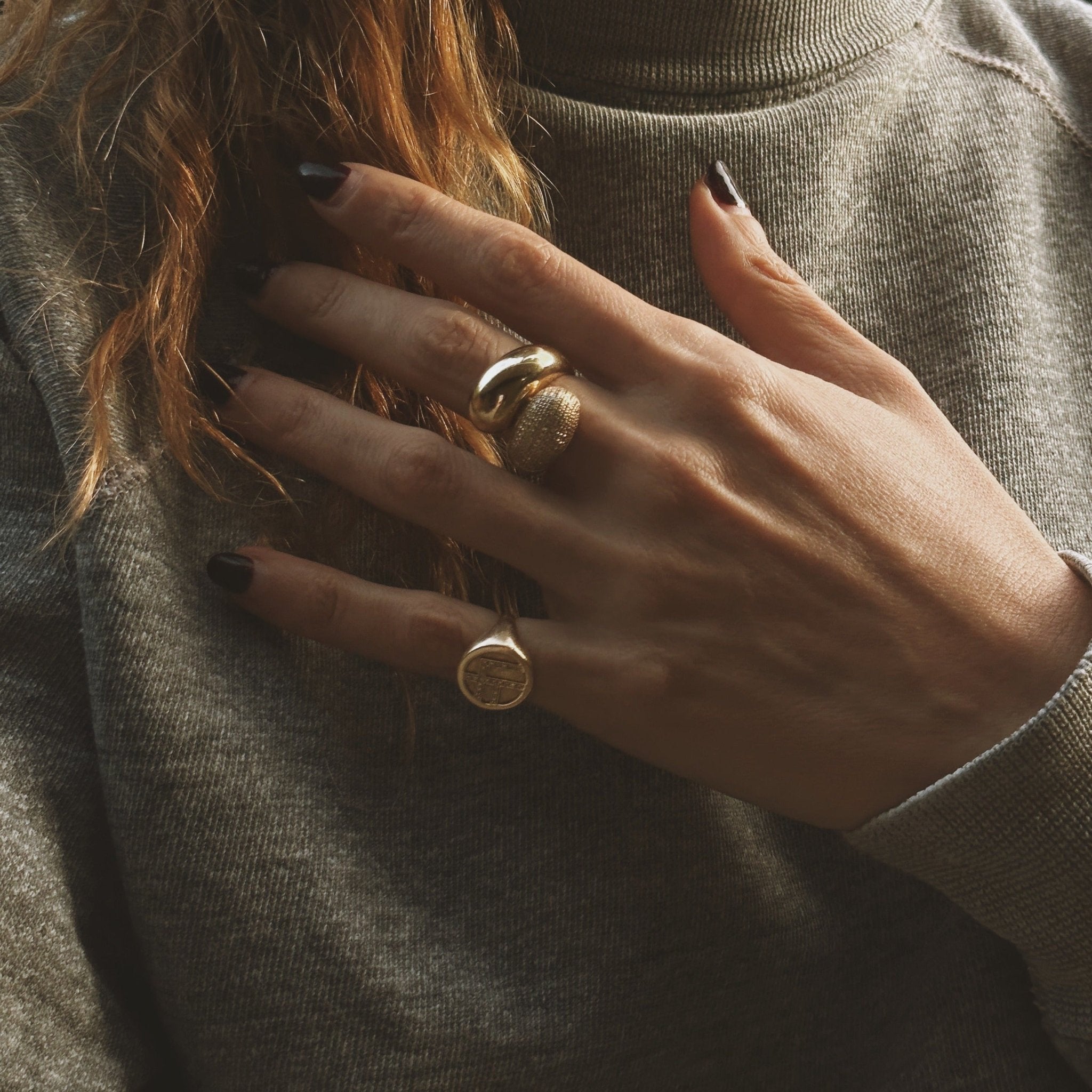 Double Apse Ring with One Side White Pavé Diamonds - Gabriela Artigas + CO