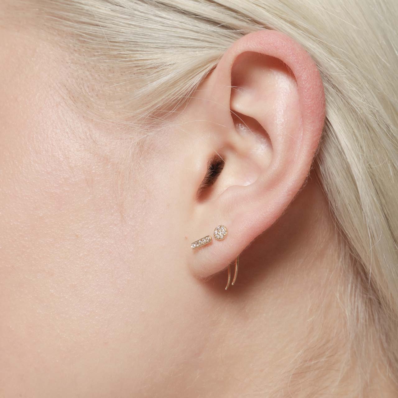 Geometric Shapes on Infinite Tusk Earring with White Pavé Diamond - Gabriela Artigas + CO