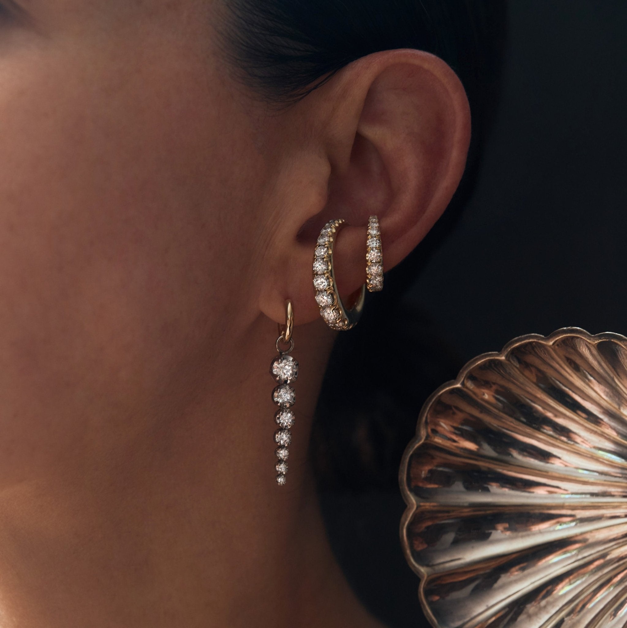 Grande Colmillo Ear Cuff + Ring with White Ascending Diamonds - Gabriela Artigas + CO