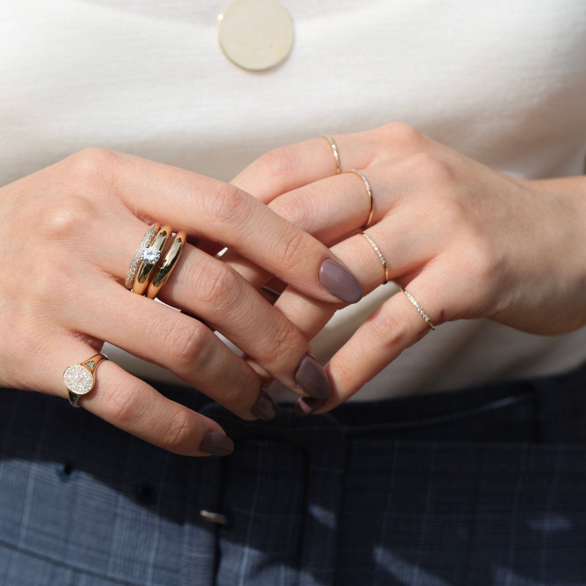 Mini Axis Ring with White Pavé Diamonds - Gabriela Artigas + CO